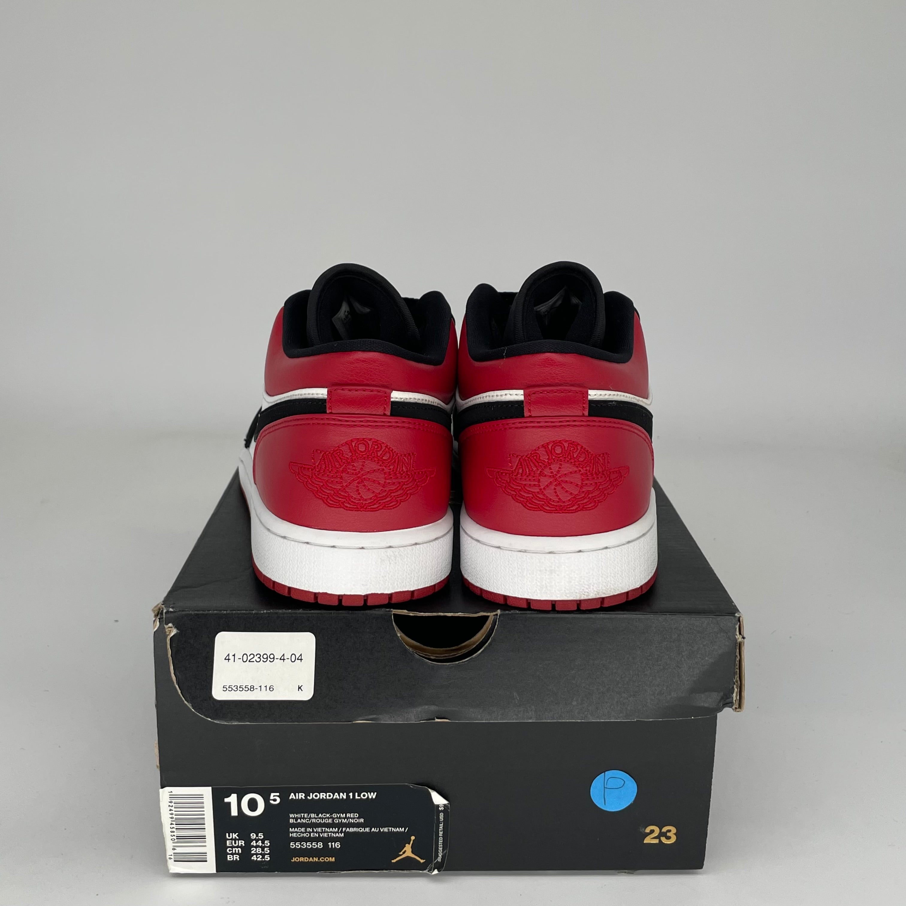 AIR JORDAN 1 LOW Black Toe Men's Basketball Shoes - Size 10.5 (553558-116) - Perfect for Streetwear, Casual Outfits & Sneaker Collection
