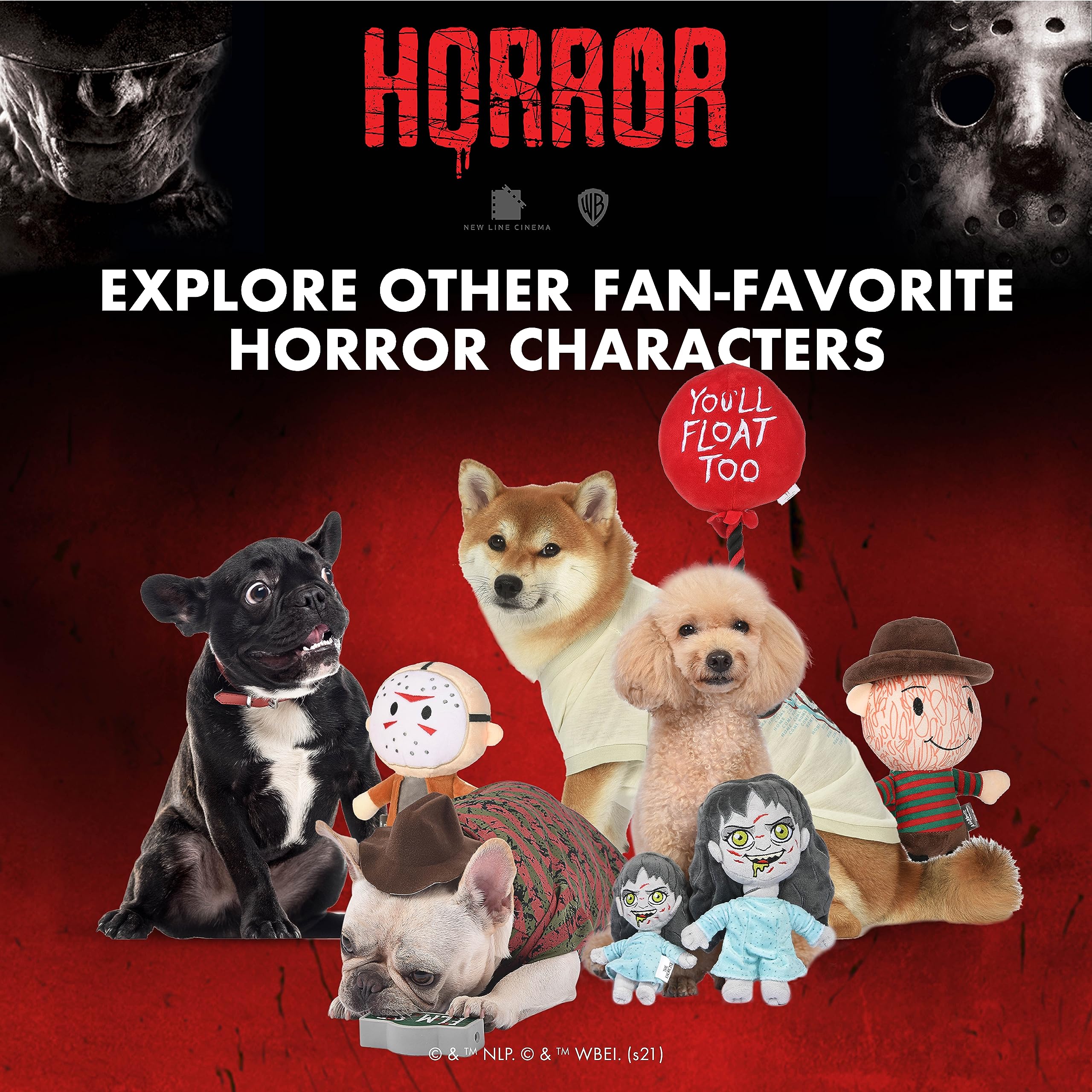 Friday The 13th Jason Voorhees Plush Dog Toy - Warner Bros Horror Movies Collectible Squeaky Chew Toy for Medium Dogs (6 Inch) | Perfect Halloween Gift & Horror Movie Fan Accessory for Playtime & Collecting