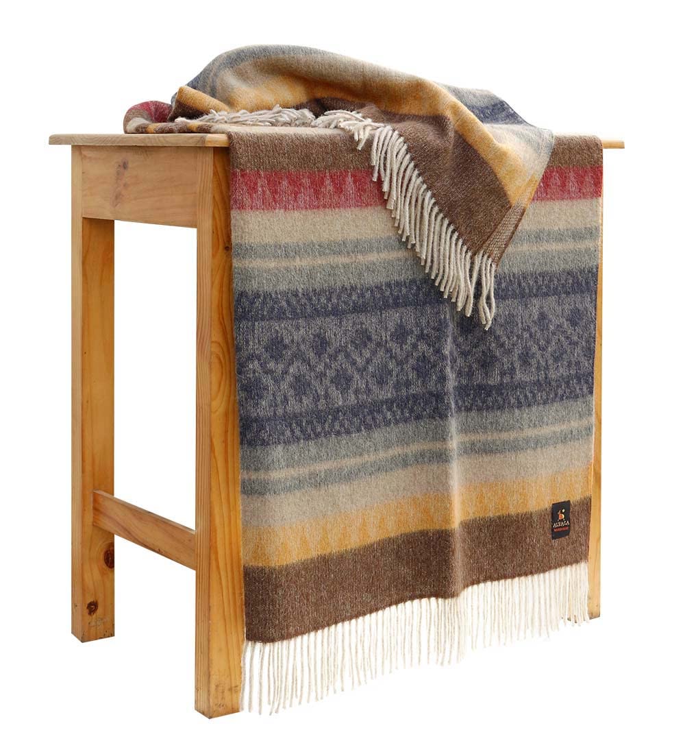 Premium Alpaca Wool Blanket Throw - Soft & Warm Cherokee Design - 72