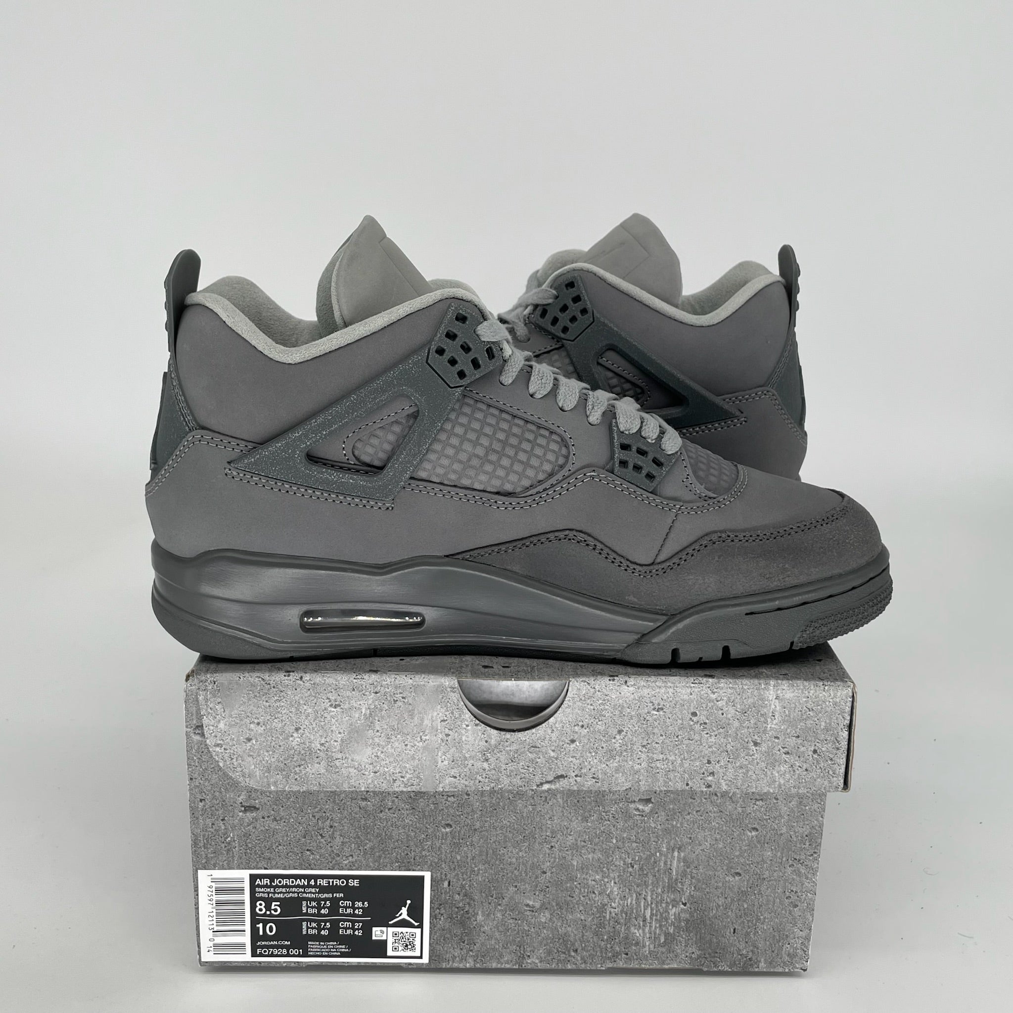 AIR JORDAN 4 WET CEMENT SNEAKERS - Men's Size 8.5 (FQ7928-001) - Retro Basketball Shoes for Casual Wear & Street Style