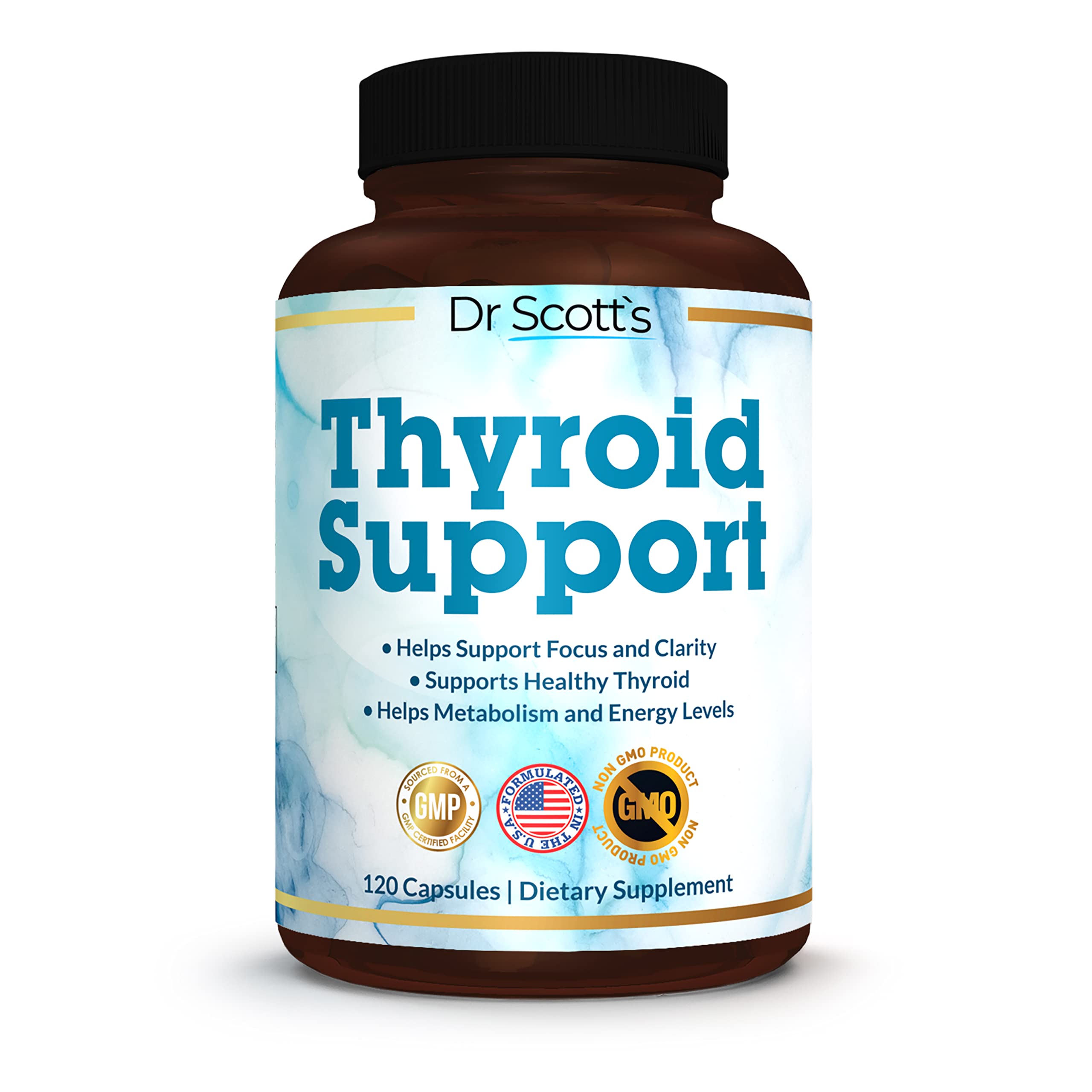Dr. Scott’s Thyroid Support Supplement with Schisandra & Ashwagandha - Doctor-Formulated Iodine, Bladderwrack & Kelp for Metabolism Boost & Energy Support - Non-GMO Thyroid Health Vitamins (120 Capsules) - Supports Healthy Thyroid Function for Weight Management & Fatigue Relief