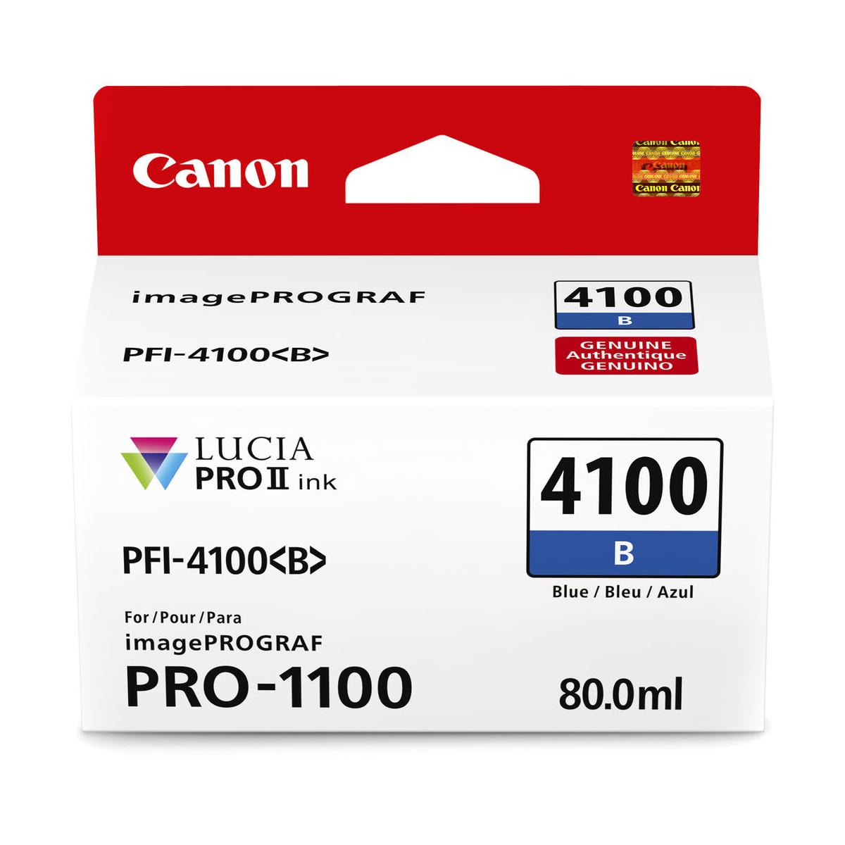 Canon PFI 4100 Blue Pigment Ink Tank 80mL (PRO 1100) - High-Quality Printer Ink for Professional Photo Printing & Art Projects