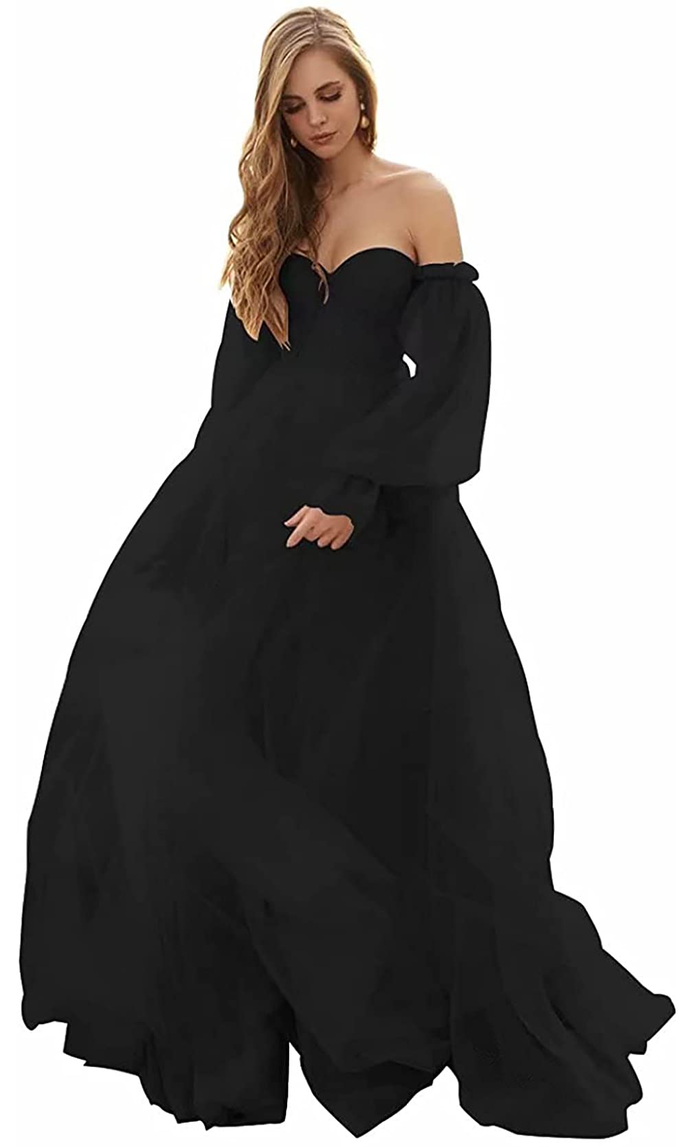 Elegant Off-the-Shoulder Puffy Sleeve Prom Dress - Long Tulle Ball Gown for Women | Formal Princess Party Gown for Homecoming, Quinceañera & Evening Events