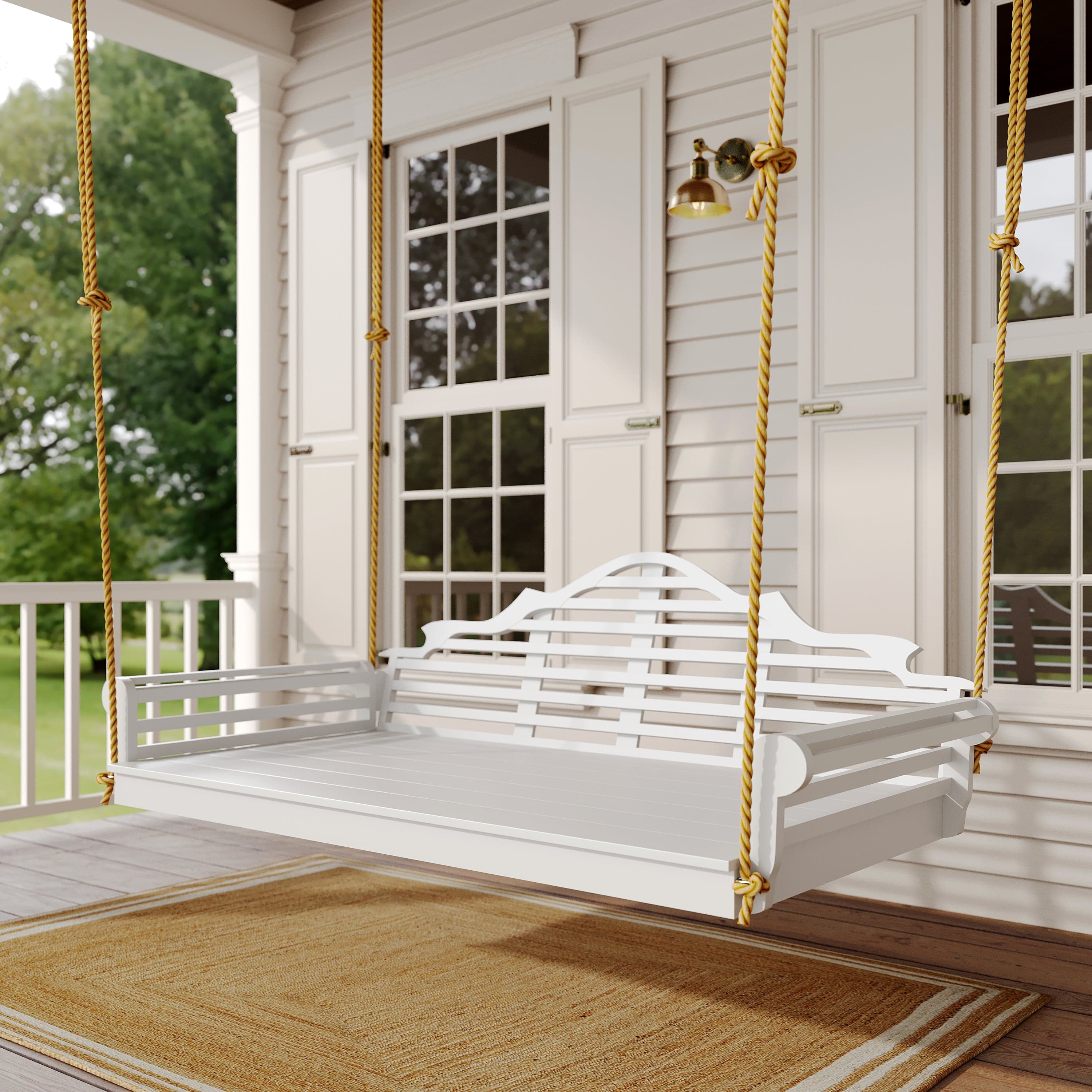 Keystone Amish Co. Twin Milan Recycled Plastic Swing Bed - Outdoor Porch, Garden, Patio Relaxation for Backyard & Poolside Lounging
