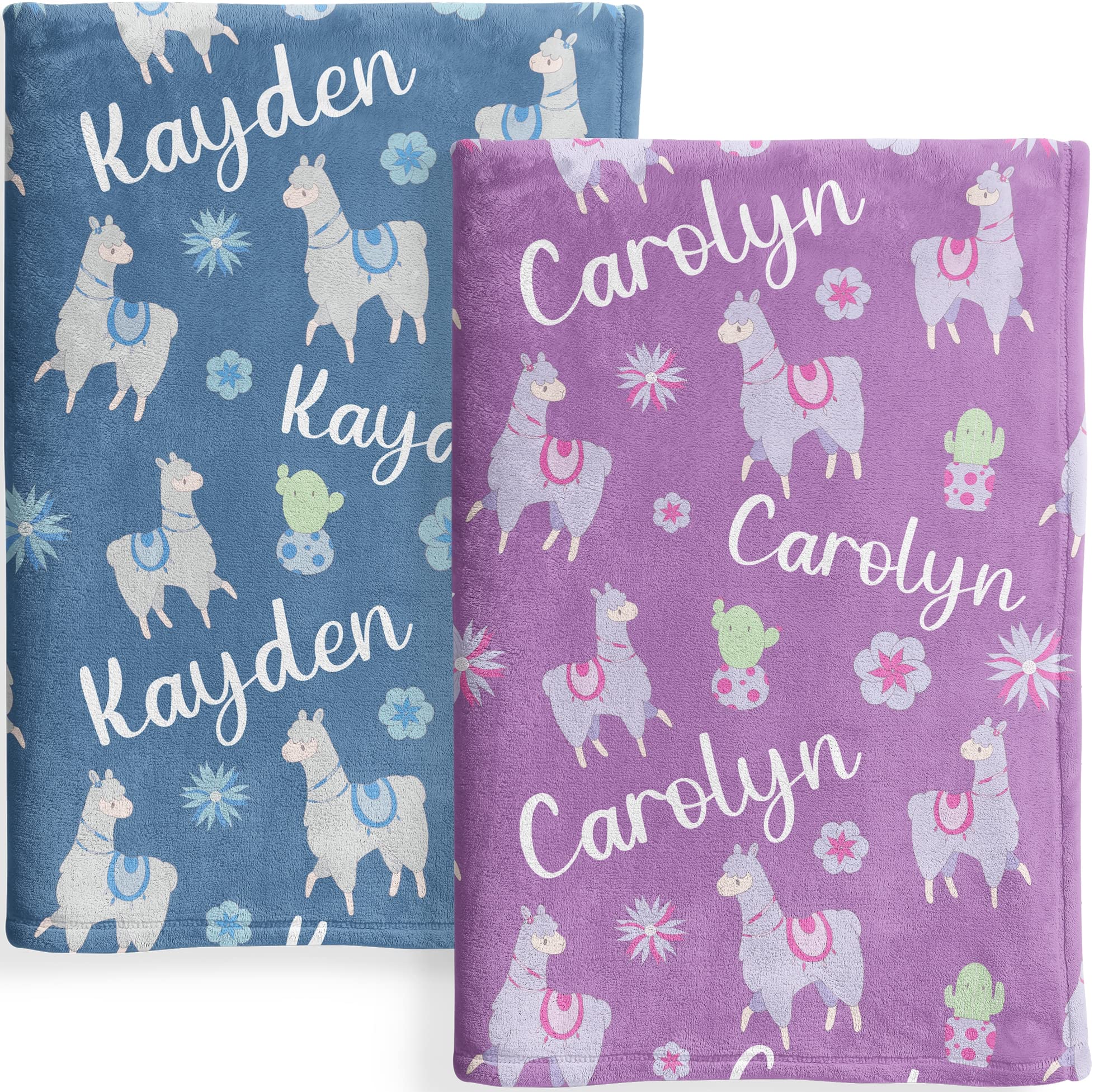Custom Baby Blankets with Name - Personalized Llama & Cactus Design for Boys & Girls | Soft Unisex Baby Shower, Birthday & Christmas Gift for Newborns, Infants & Toddlers | Perfect for Nursery, Travel & Photo Shoots