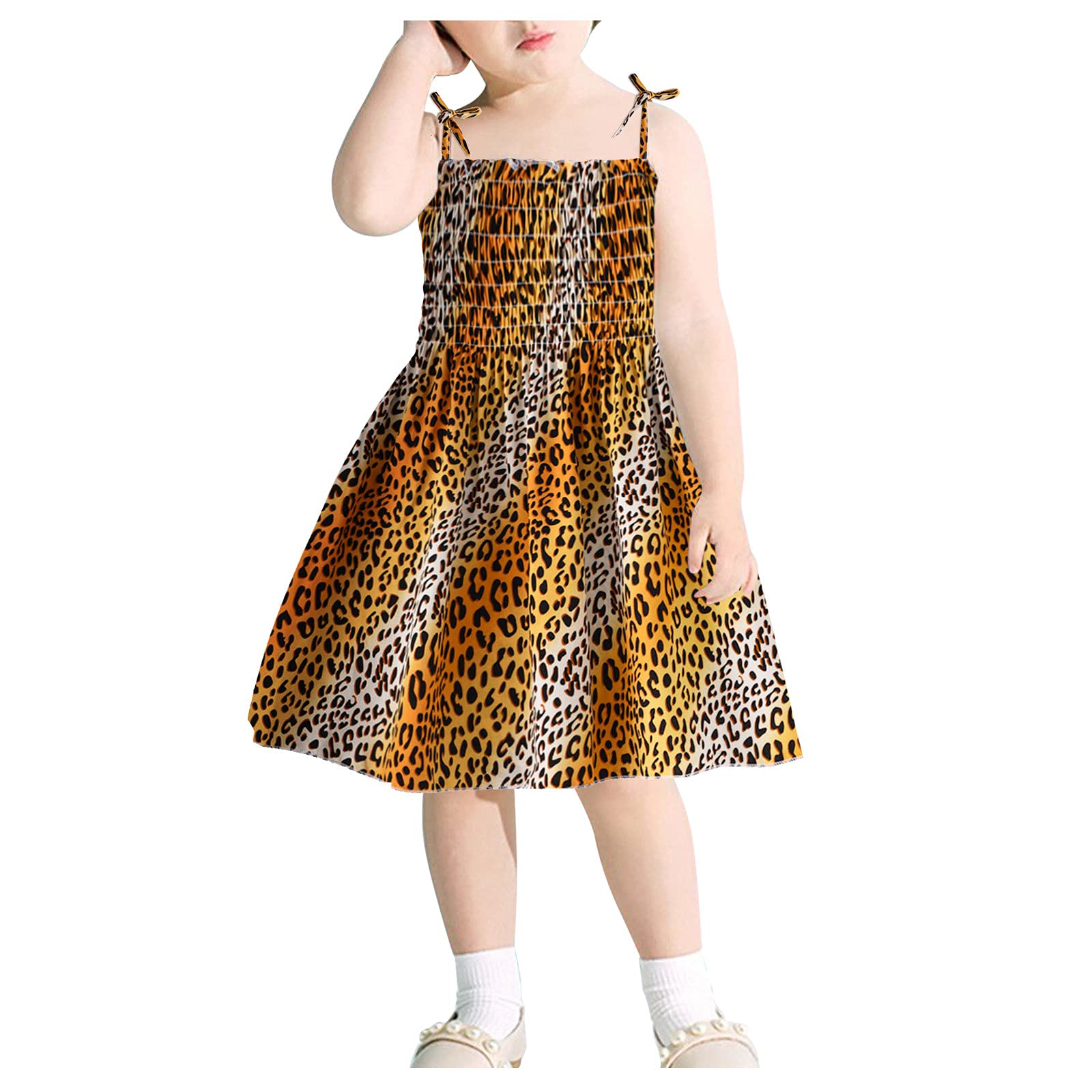 Floral Ruffle Sleeve Summer Dress for Girls - Toddler to Teen Princess Outfit, Cute Floral Print Ruched Strap Party Dress for Baby, Kids & Teens | Perfect for Birthday Parties, Photo Shoots & Summer Vacations