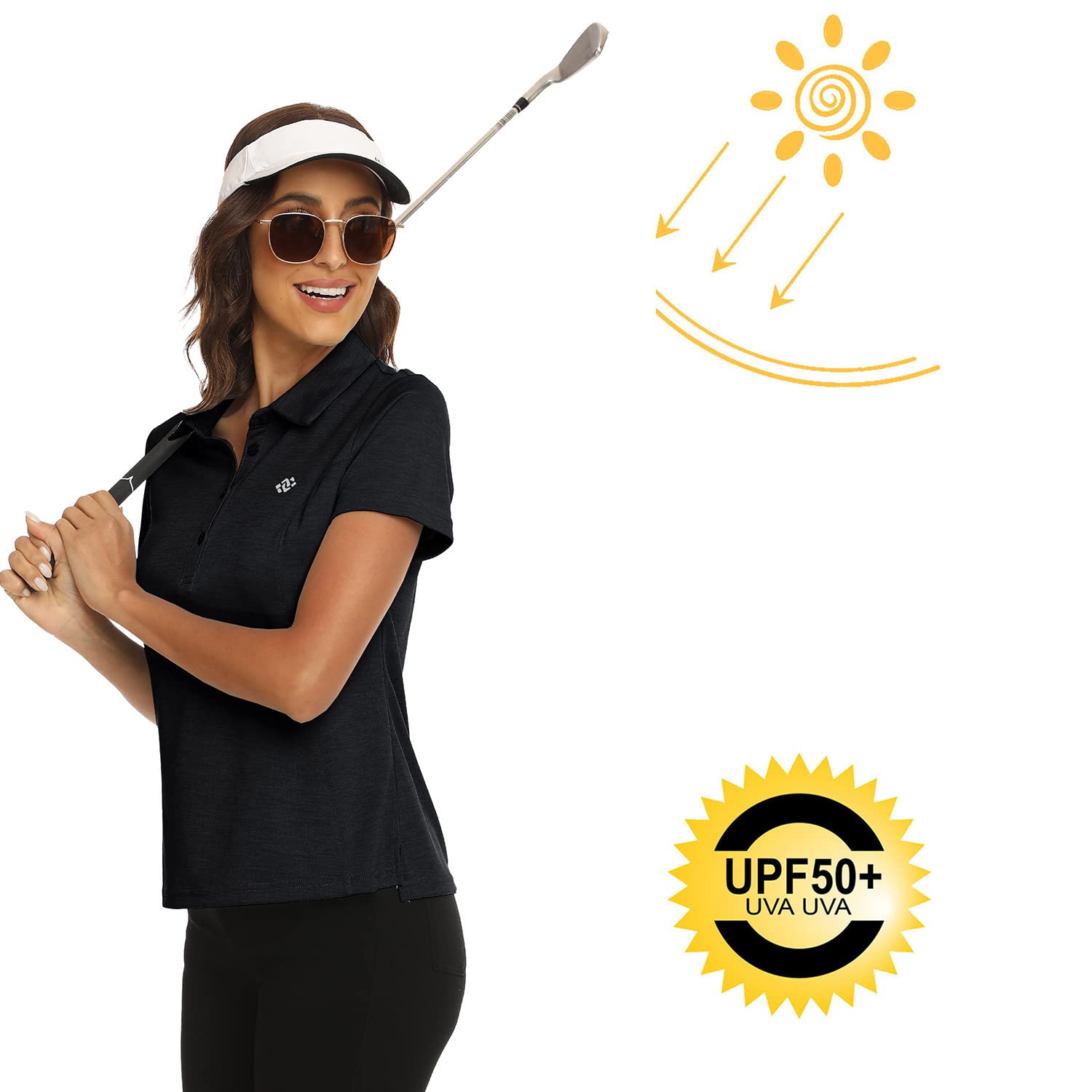 MoFiz Women's Short Sleeve Polo Shirt - UPF Sun Protection Golf Top with Collar for Summer Outdoor Sports & Casual Wear