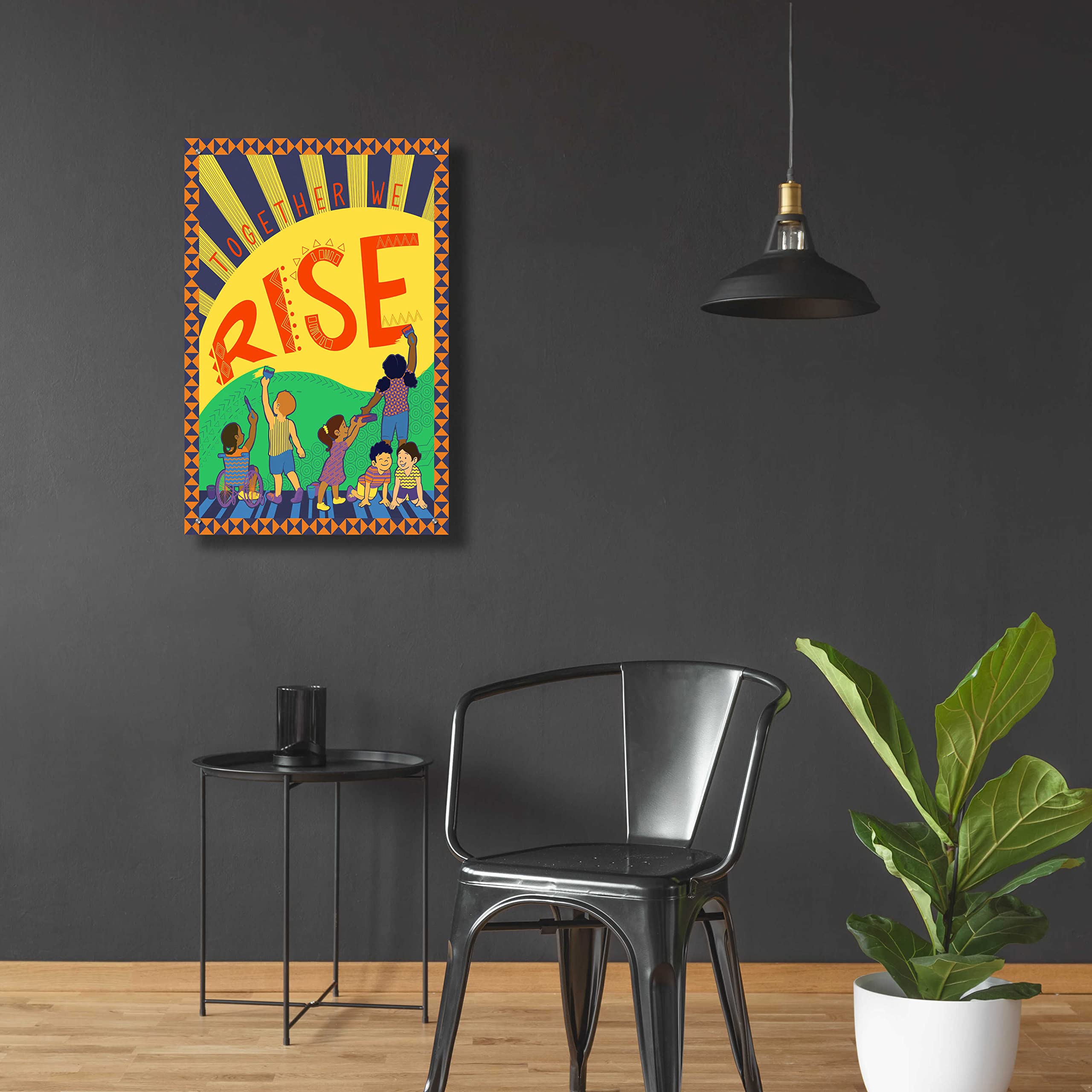 Epic Art 'Together We Rise' by Kris Duran - 24x36 Inch Acrylic Glass Wall Art Painting - Modern Home & Office Decor for Living Room, Bedroom, or Workspace