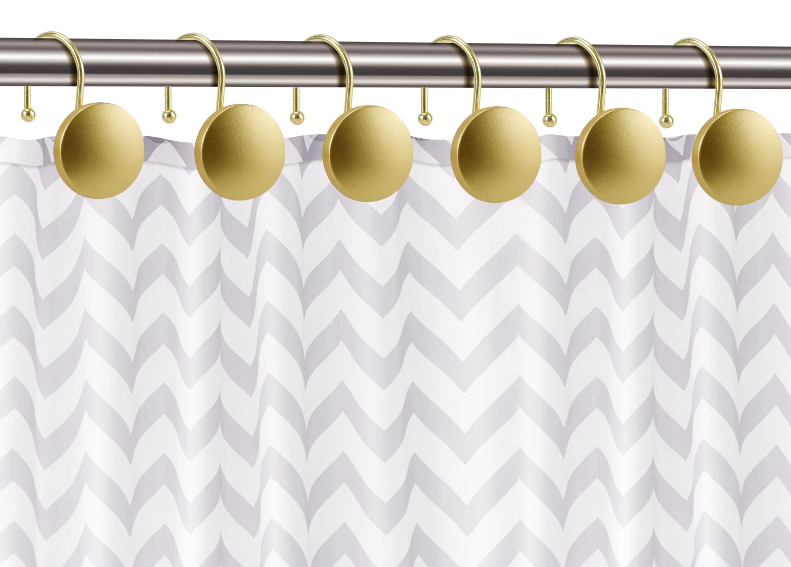 Modern Round Flat-Back Shower Curtain Hooks - Gold Bathroom Decor for Stylish Home & Hotel Use - Waterproof & Rustproof Design for Daily Shower & Spa Experience