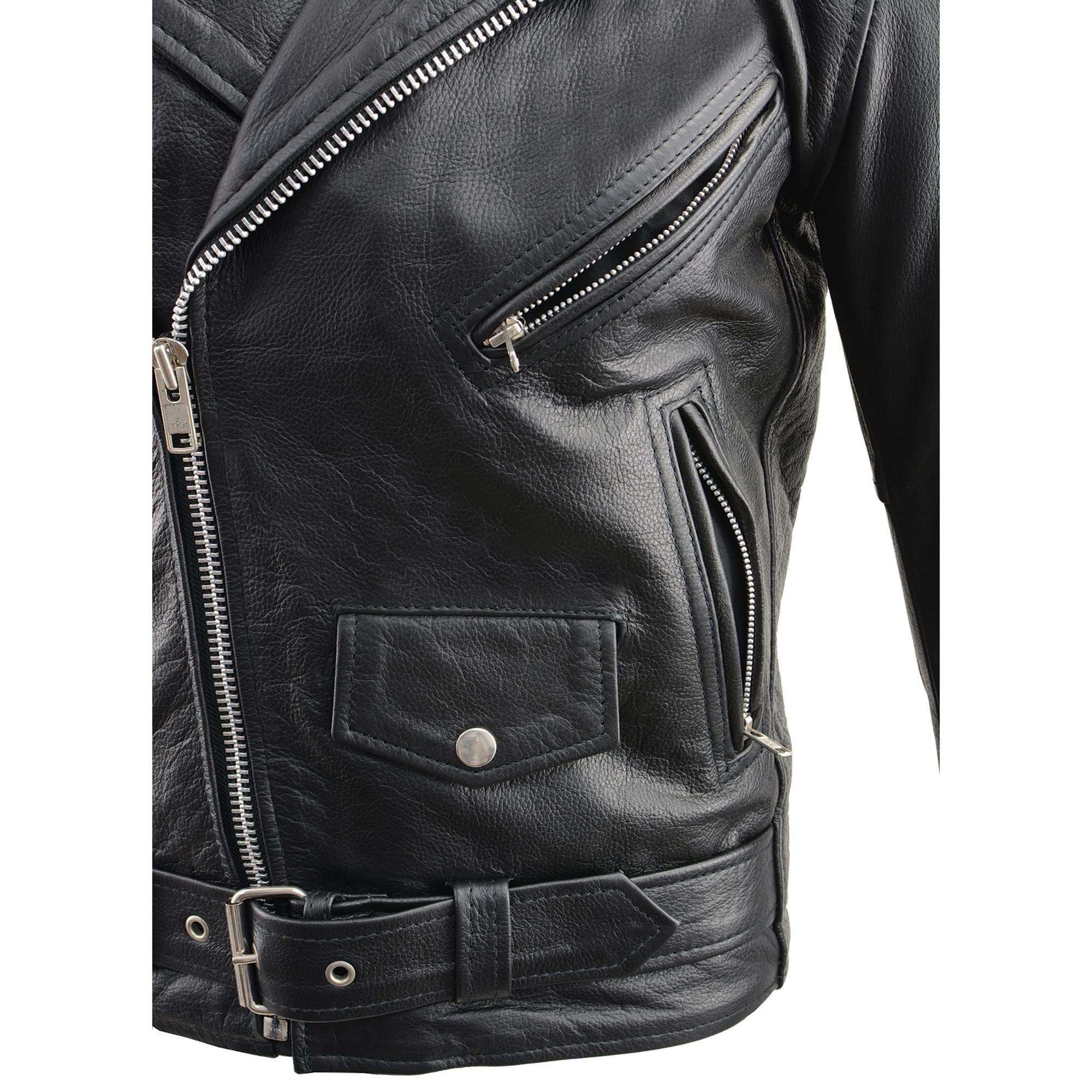Milwaukee Leather Men's Classic Police Style Motorcycle Jacket - LKM1781 Black (Large) | Durable Biker Jacket for Riding & Outdoor Adventures
