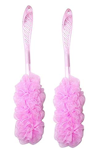 Shri Kanth Art® Exfoliating Bath Loofah Back Scrubber with Long Handle for Men & Women - 2 Pack (Pink) | Perfect for Deep Cleansing & Spa-Like Shower Experience
