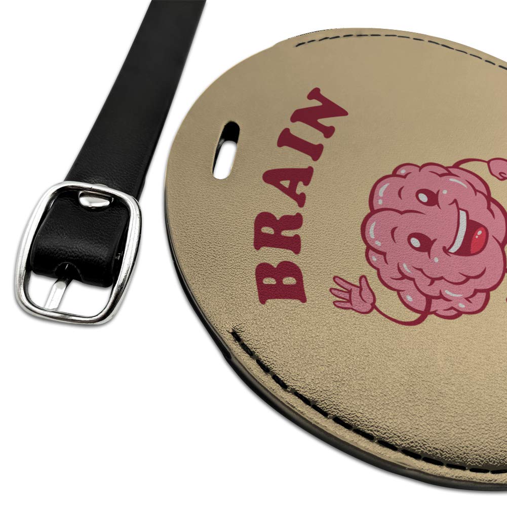 Funny Brain Waves Waving Leather Luggage Tag - Round Carry-On ID Tag for Suitcases & Backpacks - Perfect for Travel, Business Trips & Vacation Identification