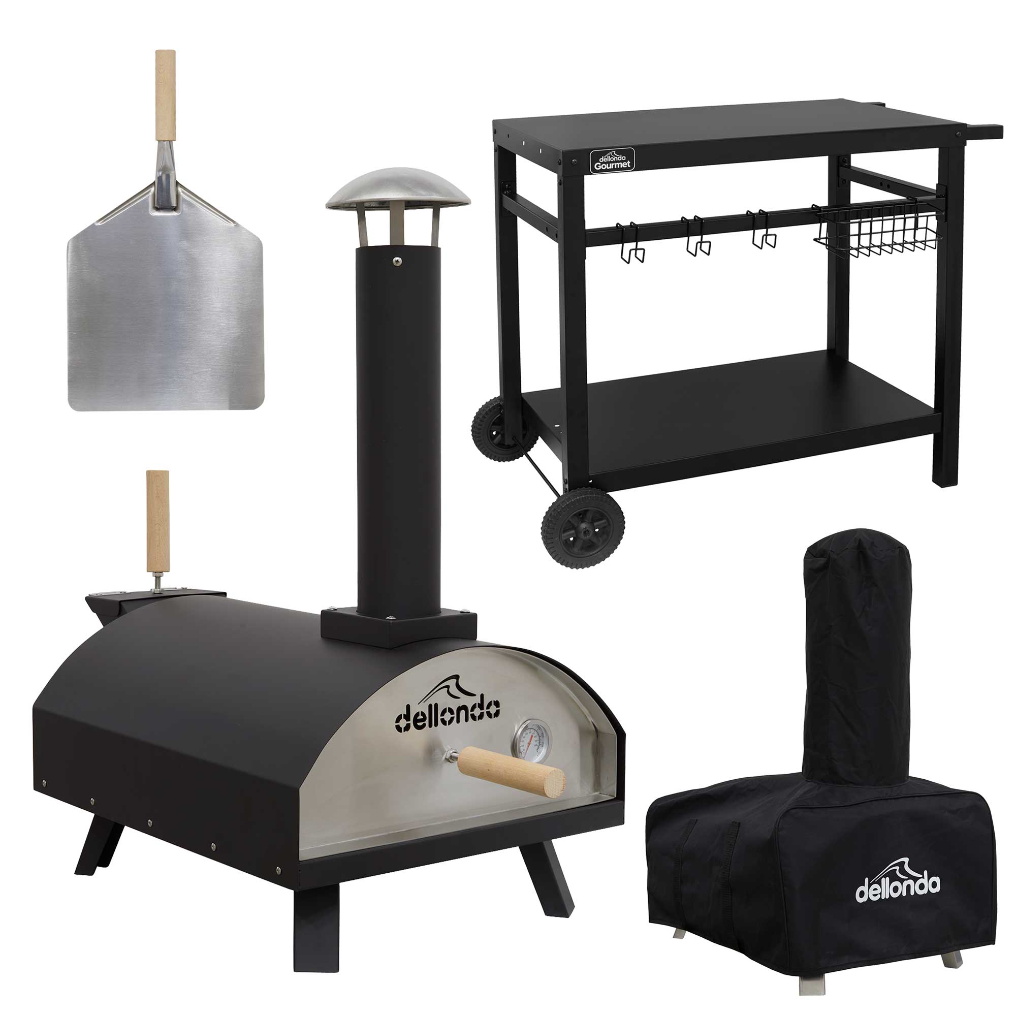 Portable Wood Fired Pizza Oven with Cover, Carry Bag & Wheels - Outdoor Cooking, Camping, Backyard BBQ & Picnics