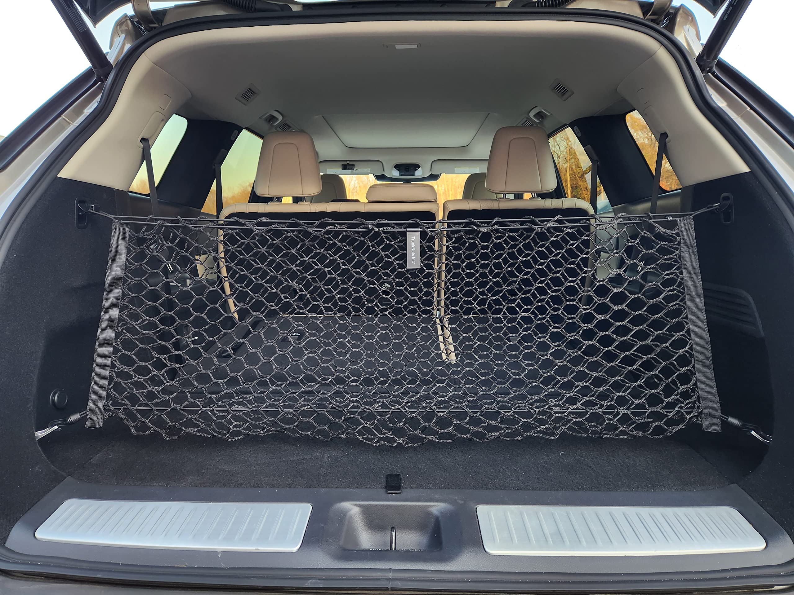 Premium Elastic Trunk Mesh Cargo Net for Infiniti QX60 (L51) Pure Luxe Sensory 2022-2025 - SUV Trunk Organizer & Storage Solution - Durable Luggage Net for Car Organization - Perfect for Road Trips, Grocery Hauling and Everyday Storage