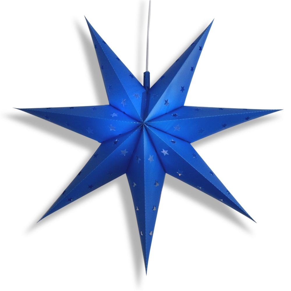 24 Pack Dark Blue 7-Point Weatherproof Star Lanterns - Outdoor Hanging Decor for Patio, Garden, Party & Christmas Lighting