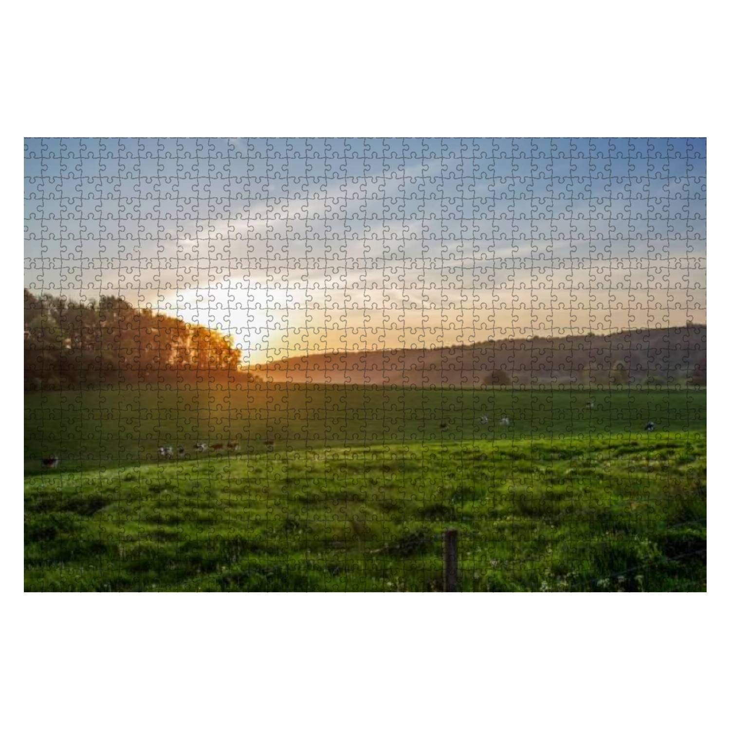 1000-Piece Wooden Jigsaw Puzzle - Country Idyll in Normandy Natural Landscape Scenery, Educational Puzzle Game for Kids & Adults, Stress Relief Gift (Perfect for Family Game Night & Classroom Activities)