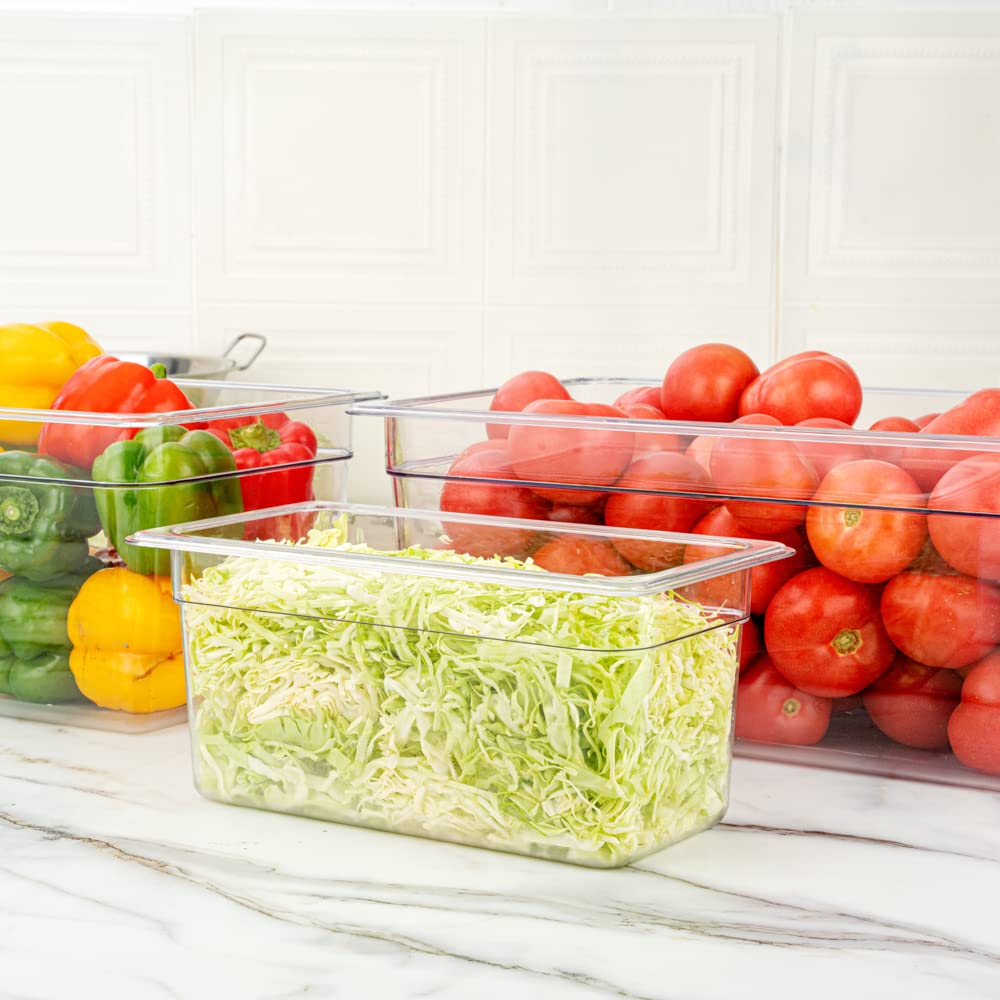 Restaurantware 1/3 Size Food Storage Containers - 10 Pack 6 Inch Deep Rectangle Proofing Boxes with Graduated Measurements | Clear Plastic Food Grade Containers | Dishwasher Safe | Lids Sold Separately | Perfect for Baking, Meal Prep & Commercial Kitchen Storage