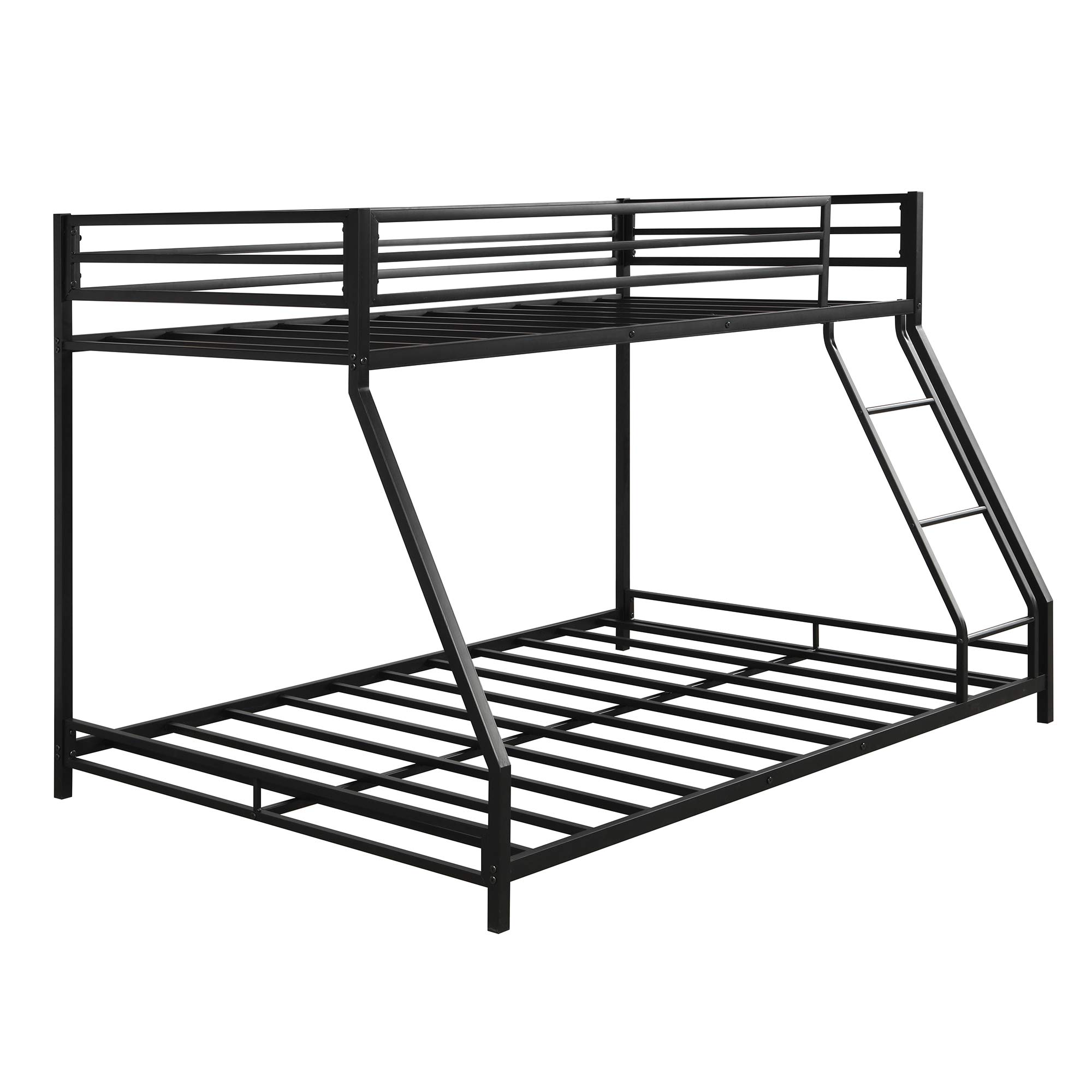 Metal Bunk Bed Twin Over Full with Ladder & Guardrails - Space-Saving for Kids & Small Rooms
