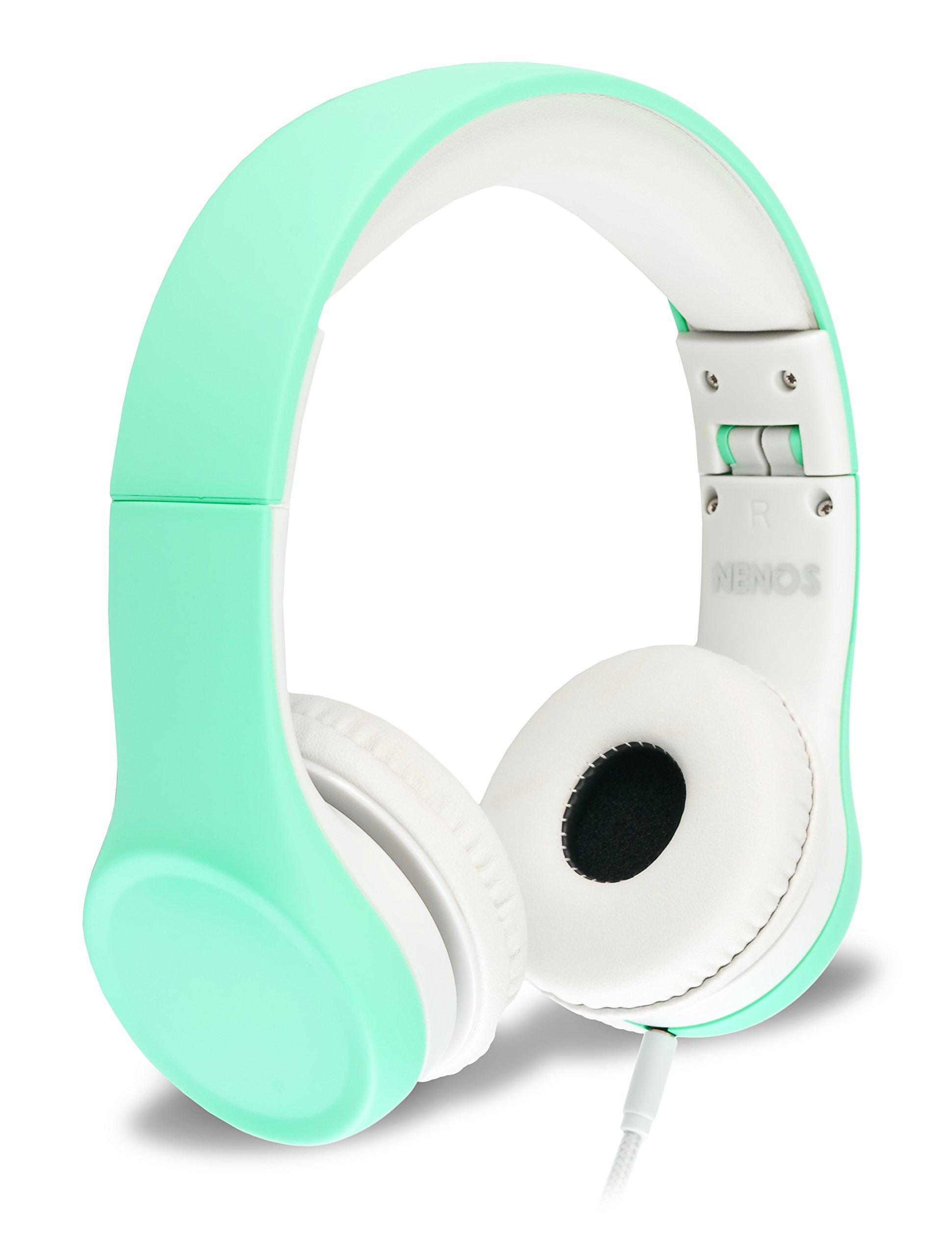 Nenos Kids Headphones with Volume Limiter - Foldable Over-Ear Headphones for Children, Safe & Comfortable (Mint Green) - Perfect for Online Learning, Gaming, and Travel