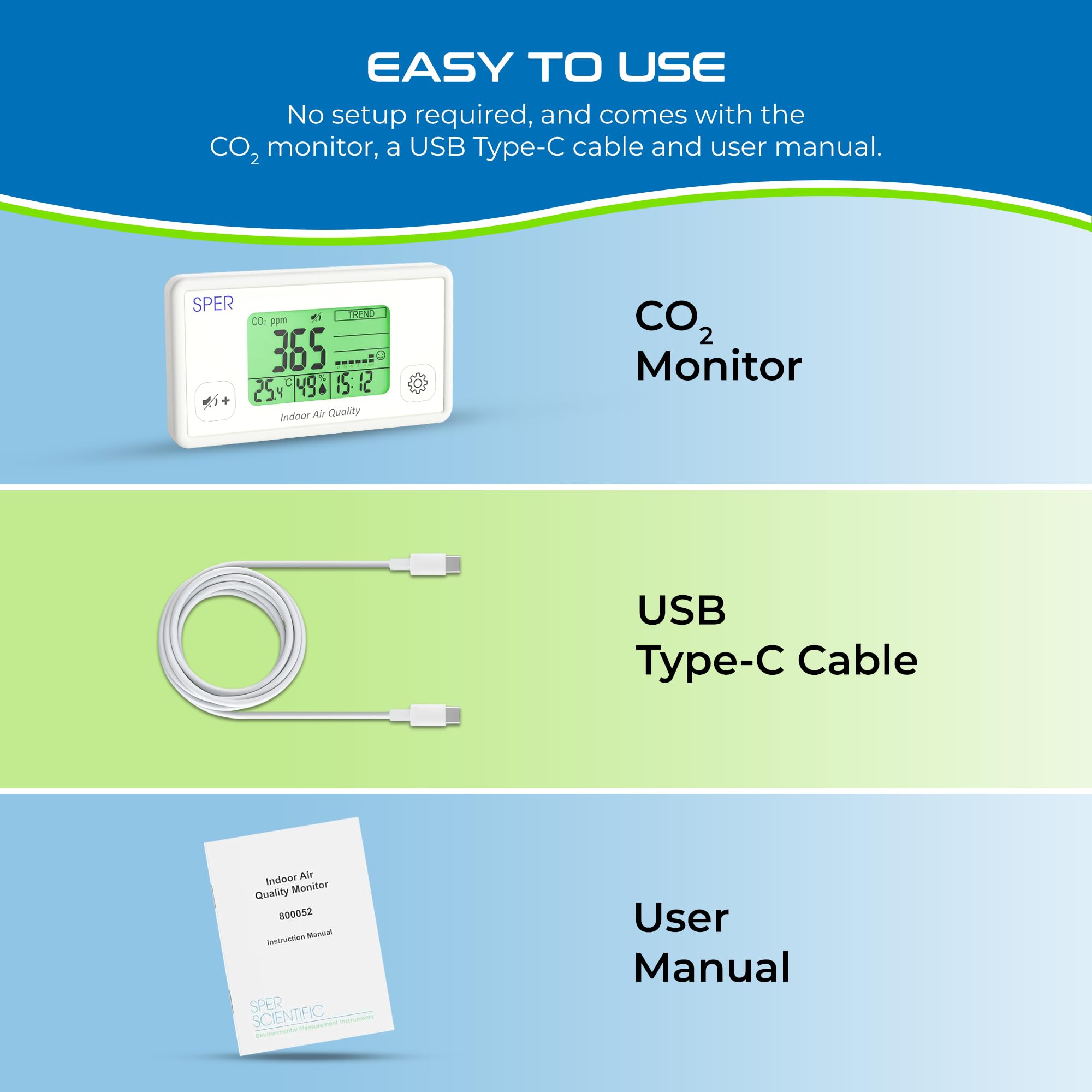 Sper Scientific Air Quality Monitor - Color Display for Home & Office