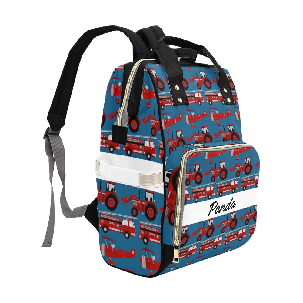 Personalized Baby Diaper Backpack - Cute Excavator Design Nursing Nappy Bag for Travel, Daycare & Outings | Waterproof Baby Shower Gift for New Parents
