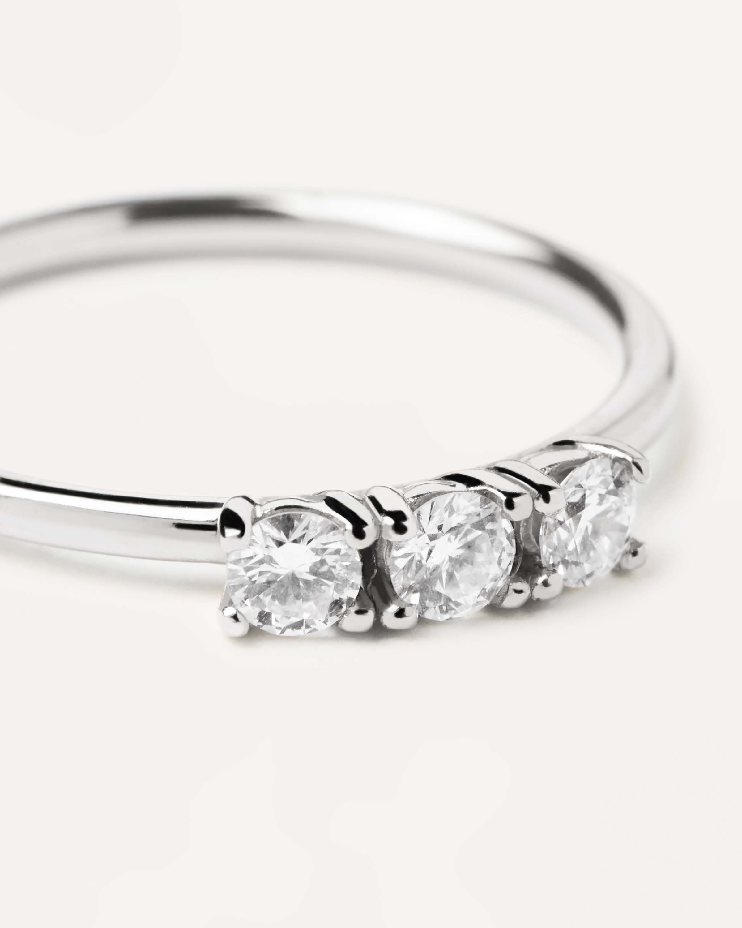 Exquisite 14K White Gold Diamond Trio Ring for Women - Elegant Stackable Wedding Band, Anniversary Gift, or Everyday Jewelry - Perfect for Bridal Sets, Engagements & Special Occasions