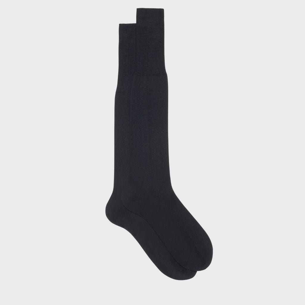 BRESCIANI Men's Cotton Plain Socks - Navy Blue Crew Socks for Casual Wear, Work & Everyday Comfort - Breathable & Soft Cotton Socks for Men
