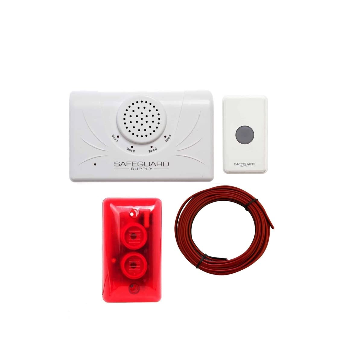 Wireless Door Alarm with 3/4 Mile Range & 120dB Siren - Flashing Strobe, Push Button & Contact Sensor - Ideal for Home Security, Business Entry Alerts & Elderly Safety Monitoring