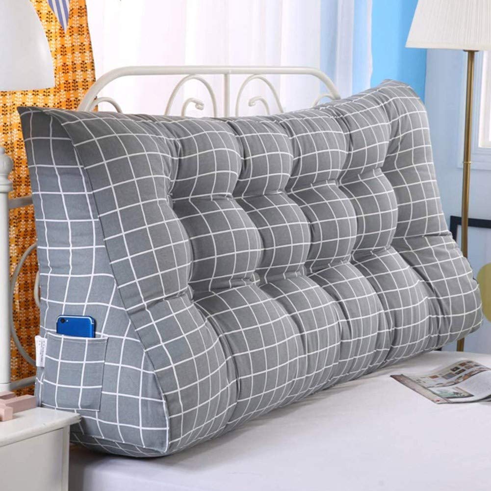 **TSZRJ Upholstered Triangular Wedge Pillow - Bed Backrest & Reading Support Cushion (59x10x20in) for Chair, Sofa, Bed - Perfect for Relaxing, Reading & Posture Support**
