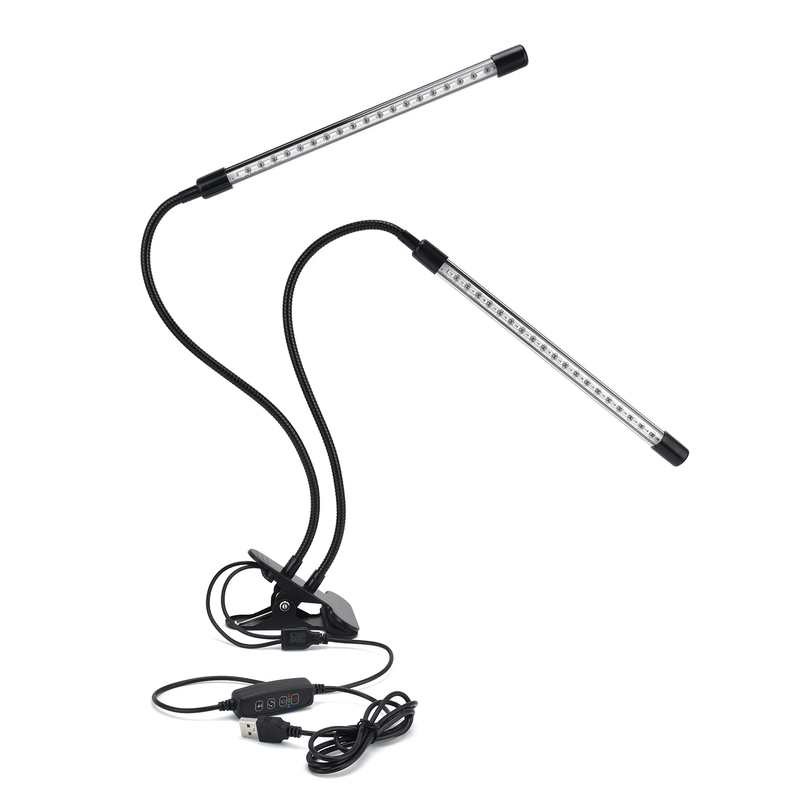 **USB Plant Growth Lamp - Dimmable Double Tube LED Grow Light with Clip for Indoor Plants, Hydroponics, Greenhouse & Home Gardening | Perfect for Seedlings, Herbs & Succulents**