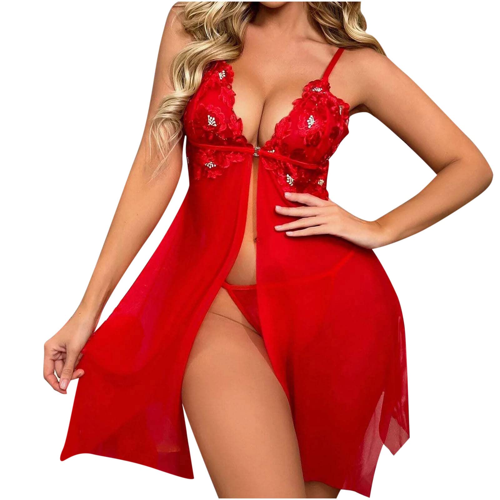 Sexy Lace Lingerie Set for Women - Sheer Tulle Babydoll Nightwear with G-String, Bridal Sleepwear for Honeymoon & Romantic Nights - Perfect for Valentine's Day, Anniversary Gifts & Boudoir Photography