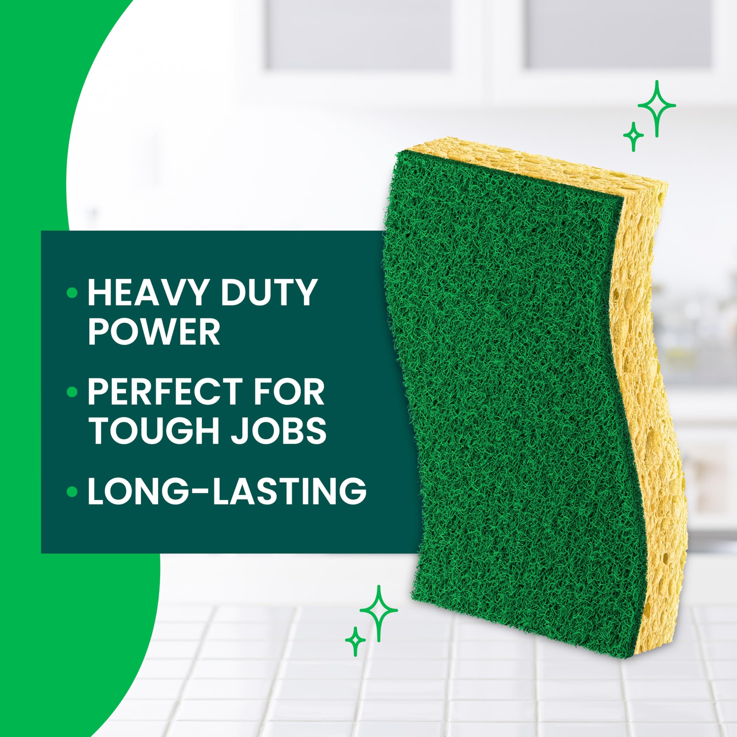 Scotch-Brite Heavy Duty Scrub Sponges - 6 Pack | Durable Kitchen & Household Cleaning Sponges | Safe for Non-Coated Cookware | Perfect for Pots, Pans, Dishes & Tough Stains