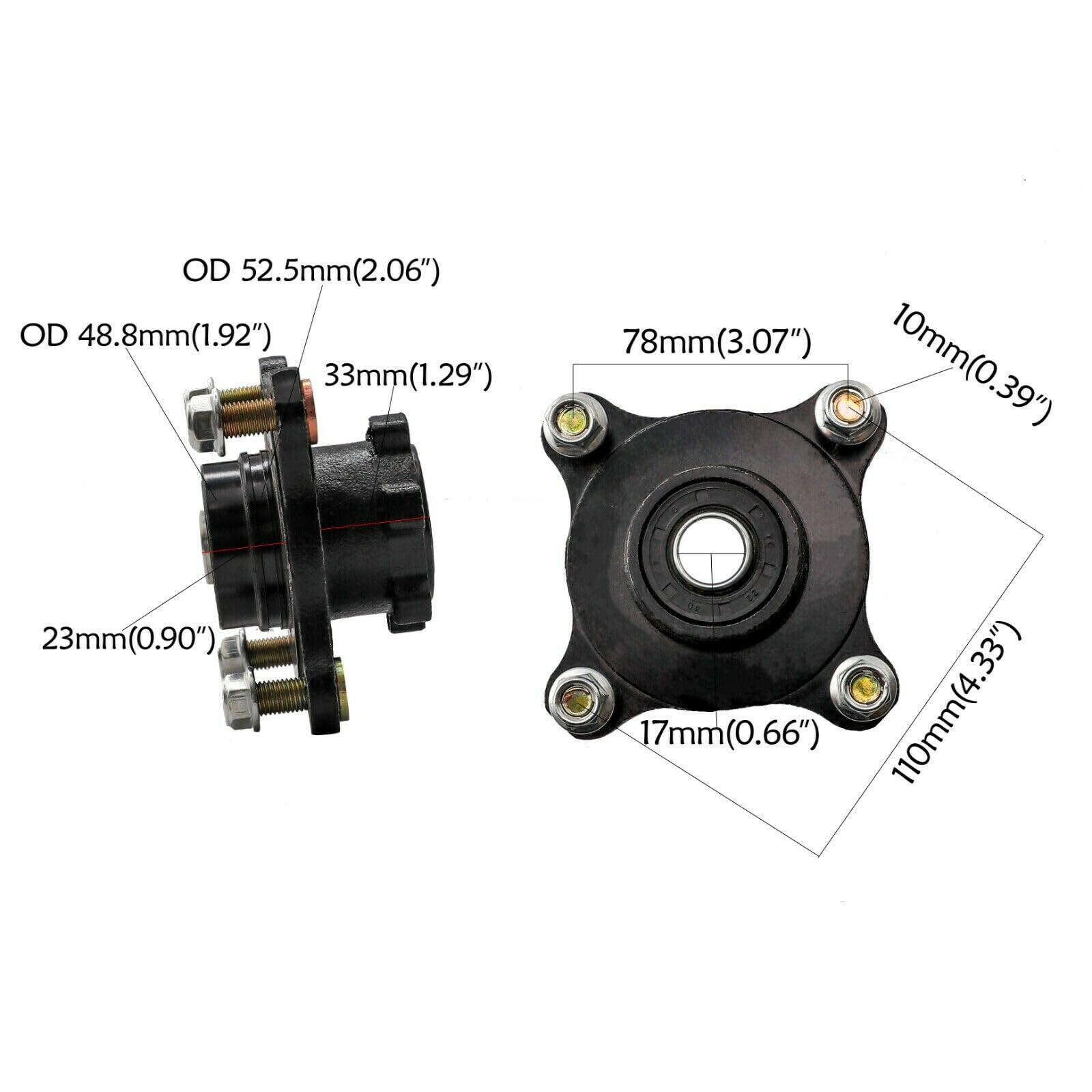 125cc-250cc ATV Quad Go Kart Front Wheel Hub Steering Knuckle Spindle Brake Disc Rotor Kit (7PCS Set with Caliper) - Perfect for Off-Roading, Racing & Trail Riding