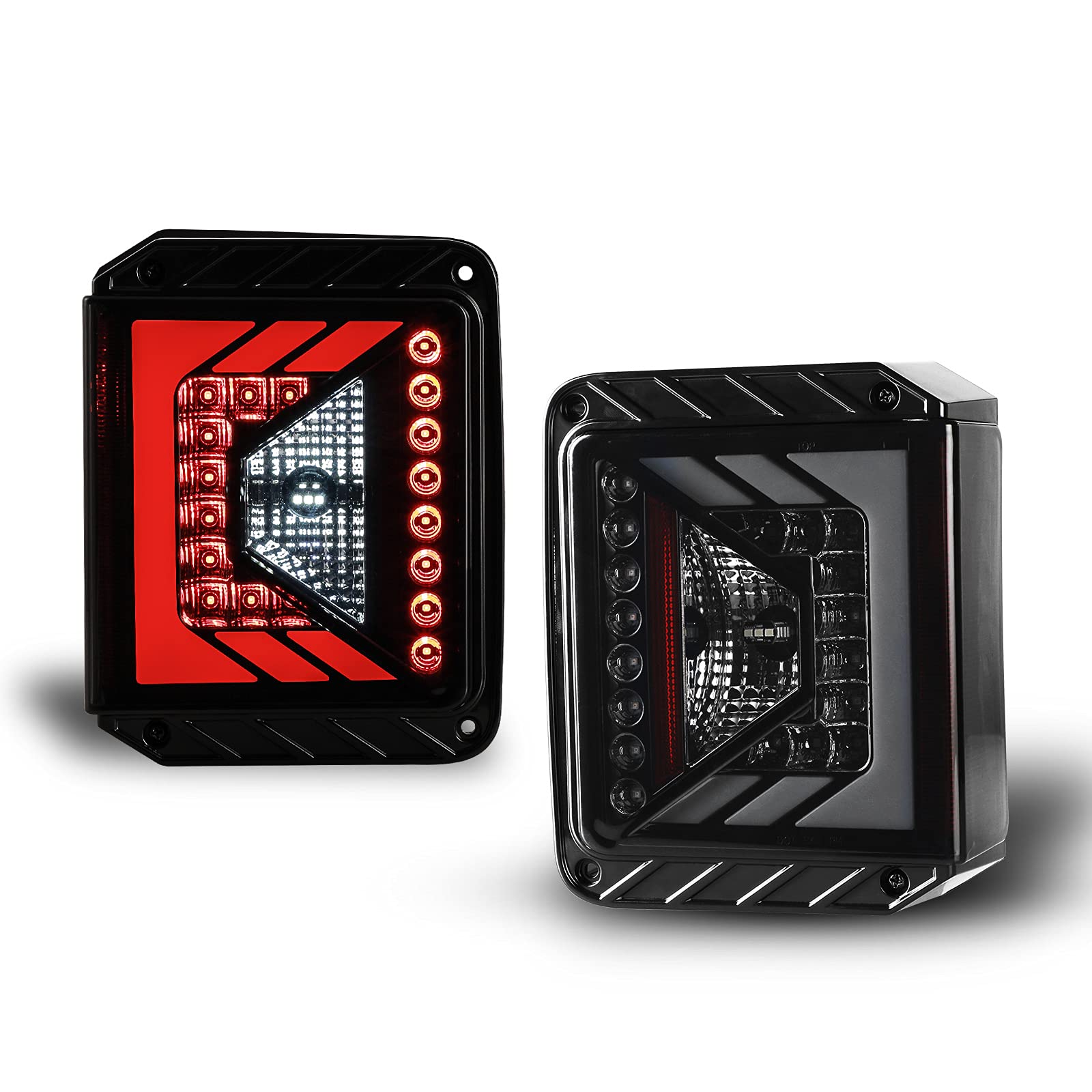 WOLFSTORM LED Tail Lights for 2007-2018 Jeep Wrangler JK/JKU - Black Smoke Lens Replacement Pair - Off-Road & Night Driving Safety Lights