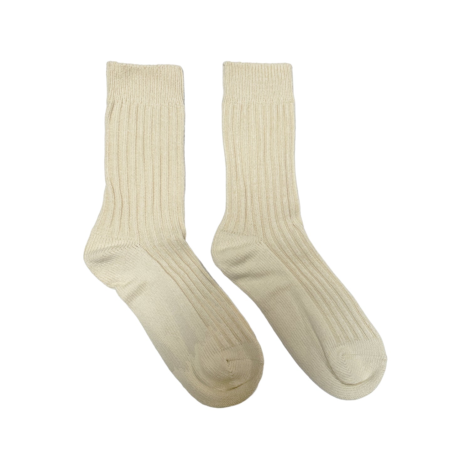 FLOOF Ribbed Tube Socks for Women - Soft Beige Crew Socks, Comfortable Casual & Athletic Wear for Running, Yoga, and Daily Outfits