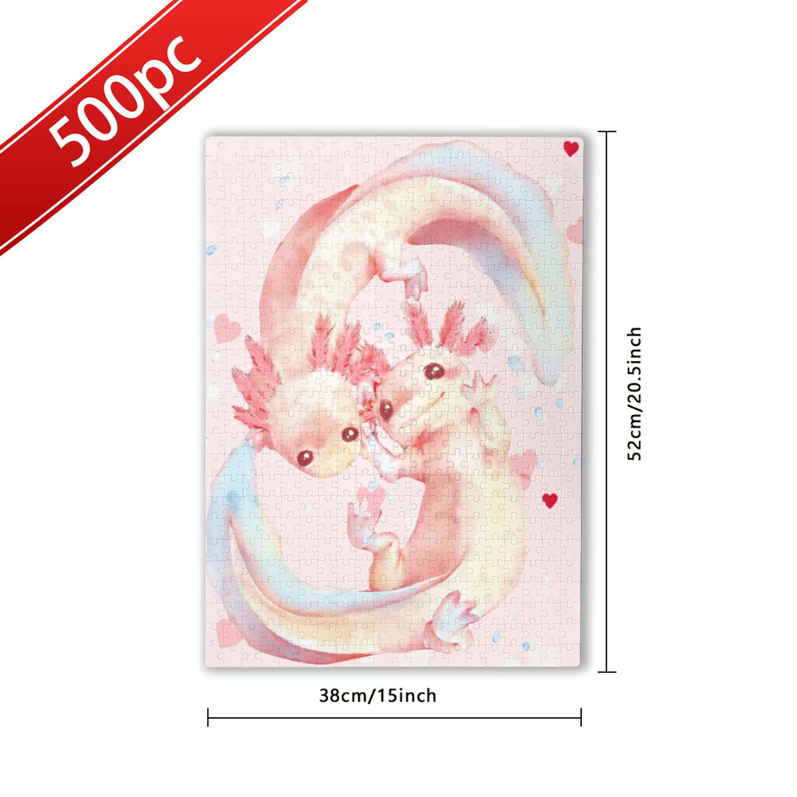 500-Piece Axolotl Jigsaw Puzzle for Adults - Wooden Salamander Puzzle DIY Wall Art - Modern Home Decor Picture (20x15 Inch) | Creative Gift Idea for Puzzle Lovers & Animal Enthusiasts | Perfect for Living Room, Bedroom or Office Decoration