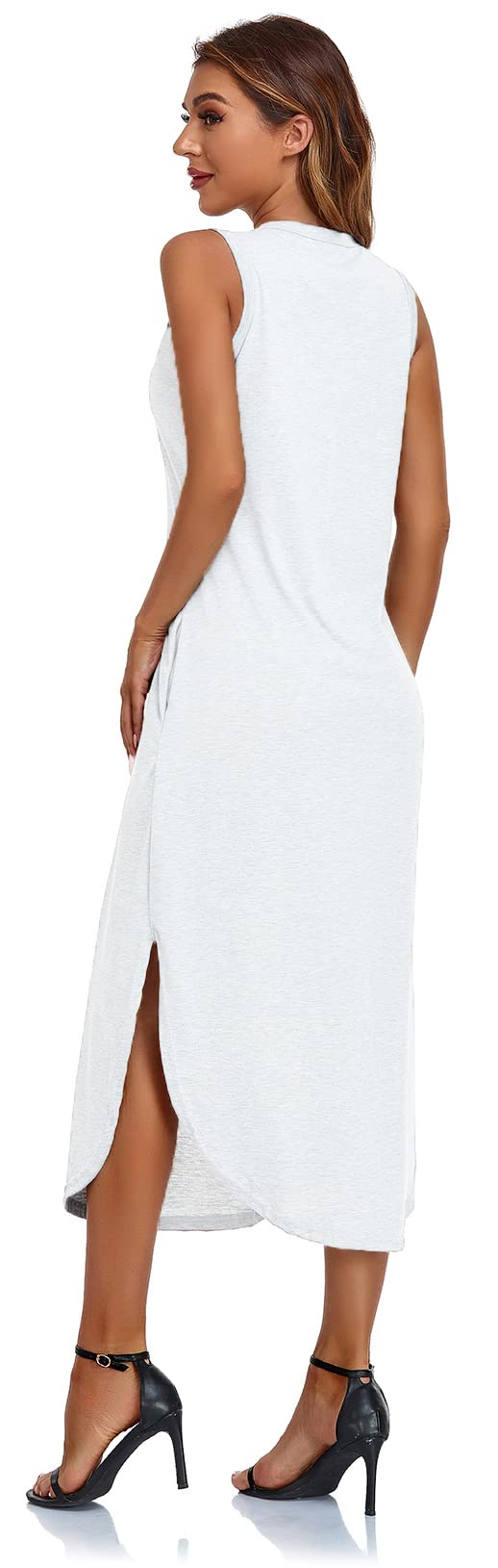 Women's Sleeveless Floral Print Long Sundress - Casual Beach Cover Up Dress with Pockets | Perfect for Summer Vacations, Pool Parties & Tropical Getaways