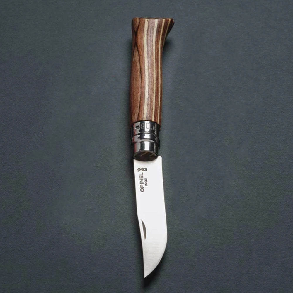Opinel No.08 Stainless Steel Folding Knife with Birch Handle - Perfect for Camping, Hiking & Outdoor Adventures