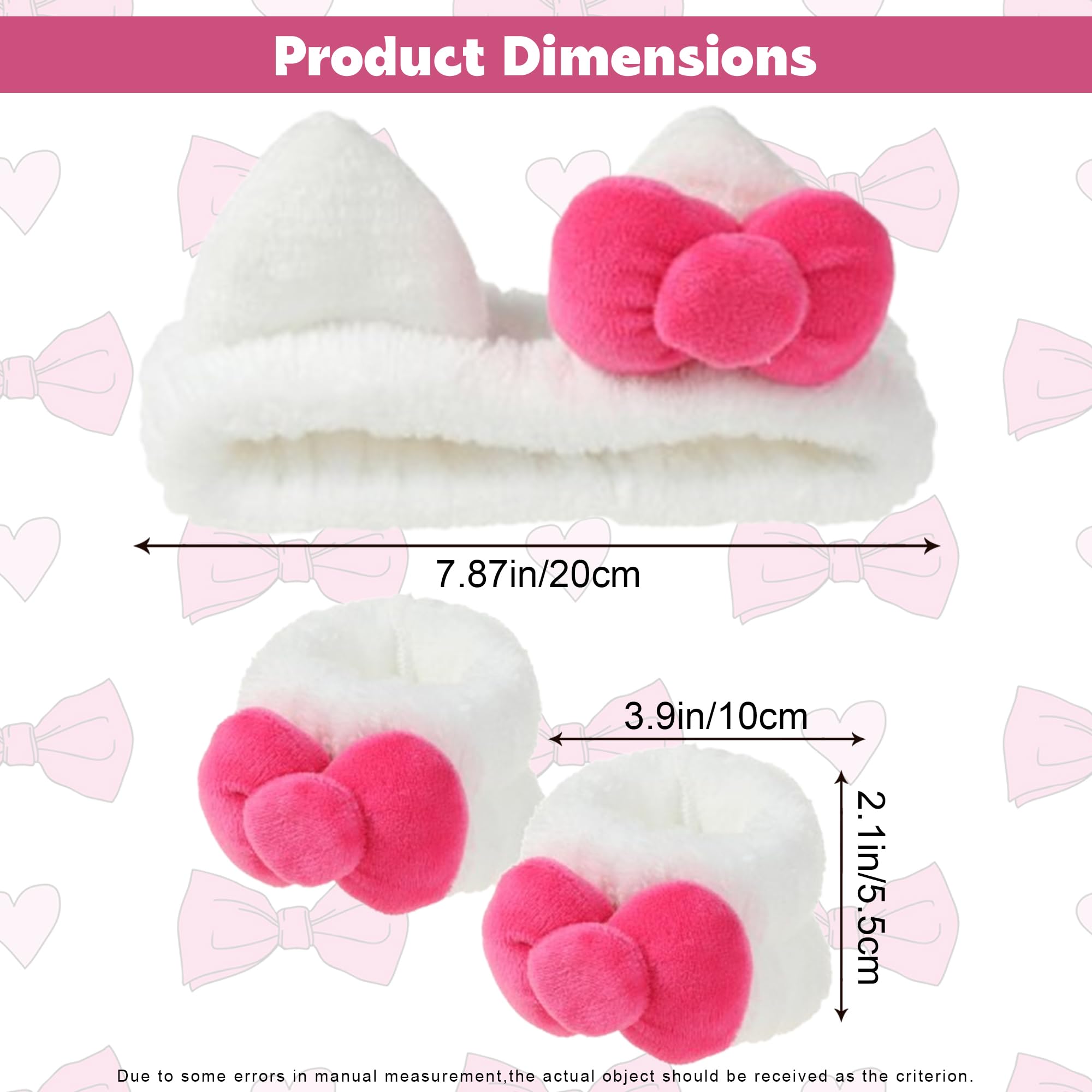 Bow Skincare Headband & Wristband Set - Soft White Face Washing Headband & Wrist Bands for Makeup, Spa, Beauty Care | Perfect for Skincare Routine, Shower & At-Home Facial Treatments