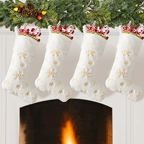 4 Pack White Gold Snowflakes