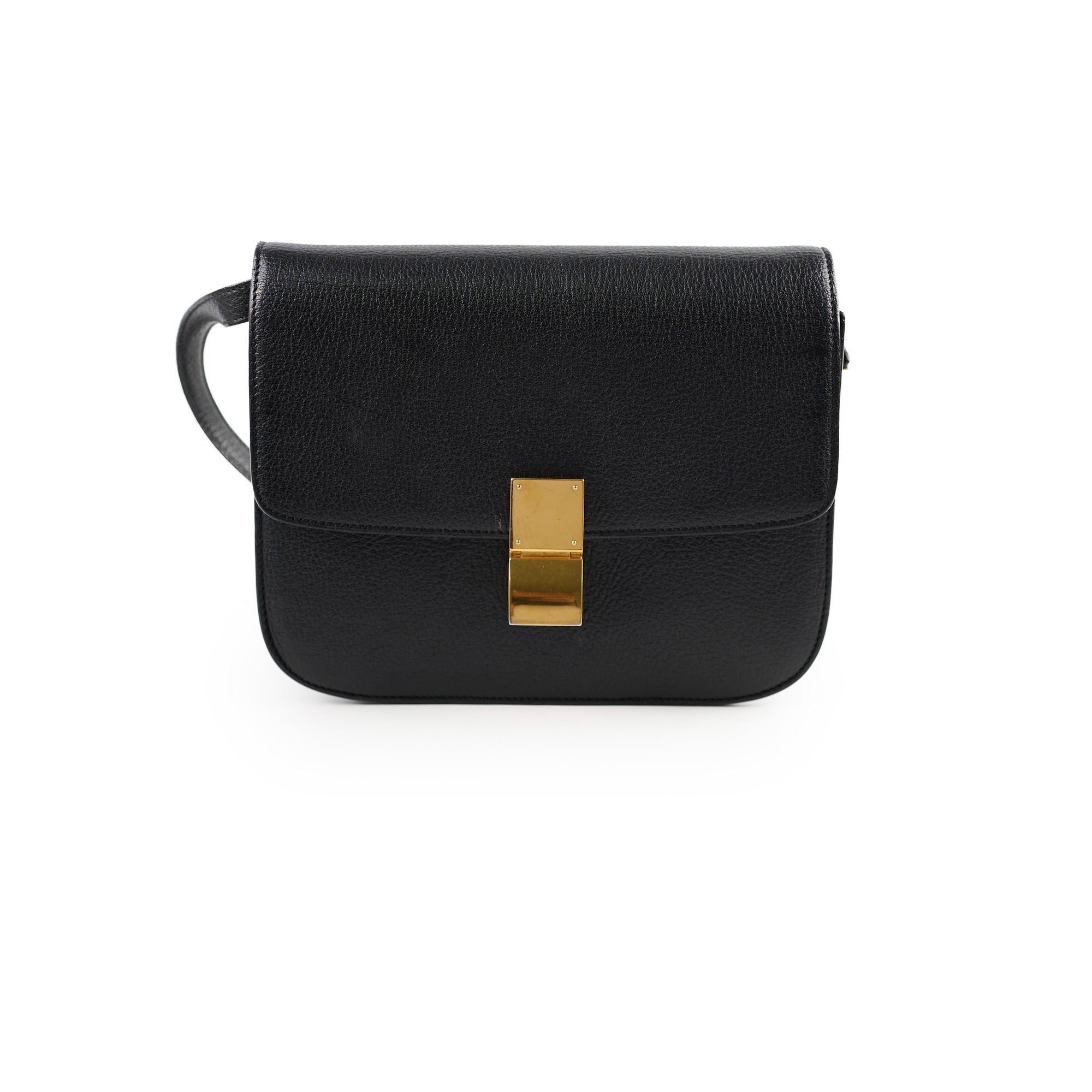 Celine Medium Classic Box Bag in Black | Luxury Leather Crossbody Handbag for Women | Perfect for Work, Travel & Evening Events