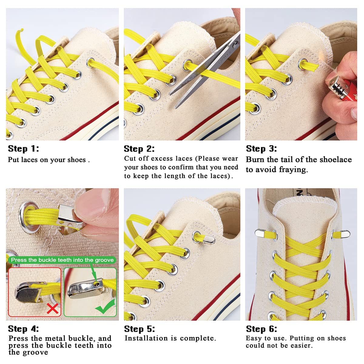 No Tie Elastic Shoe Laces for Adults & Kids - Stretchable Bungee Shoelaces for Sneakers, Running & Casual Shoes - Perfect for Sports, Hiking & Everyday Comfort