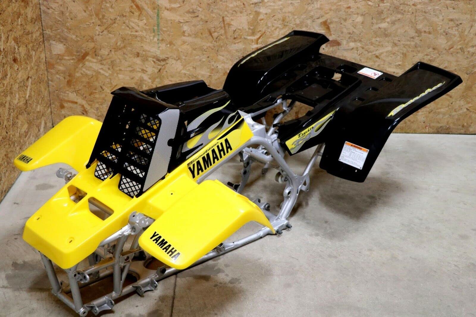 Yamaha Banshee Fenders, Gas Tank Plastic, Grill & Graphics Set - Black & Yellow (2003 Model) | Perfect for Off-Road Racing & ATV Customization