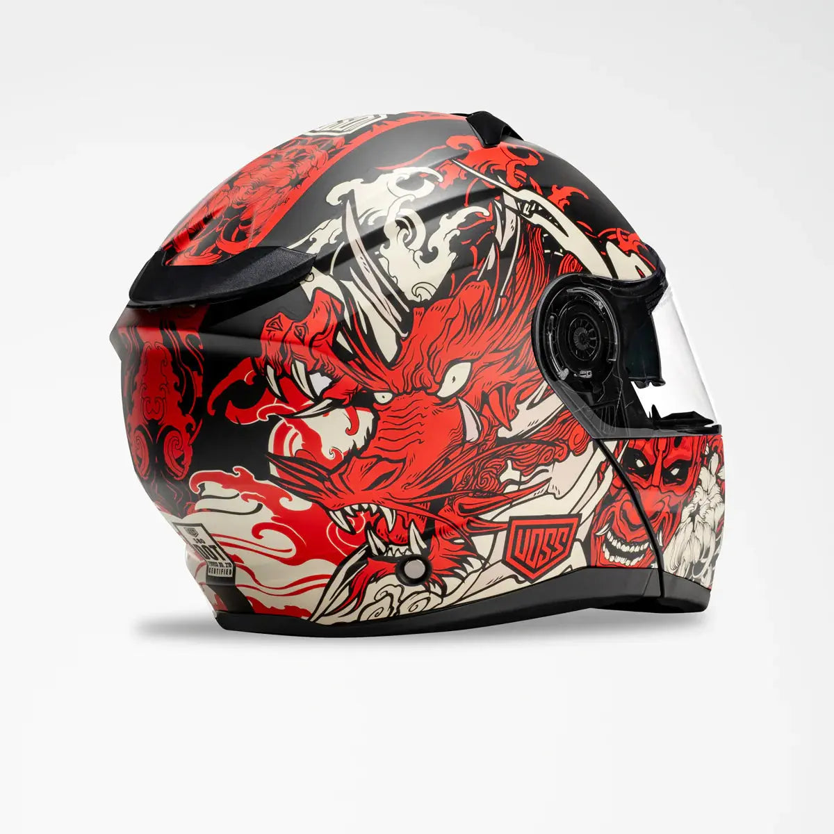 Voss 580 Conquest Matte Red Dragon Motorcycle Helmet - Lightweight DOT Certified Full Face Helmet for Street & Racing Bikes - Perfect for Cruising, Track Days & High-Speed Riding