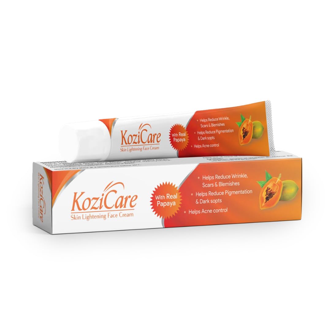 Kozicare Kojic Acid & Papaya Skin Brightening Cream - Tan Removal, Glowing Face Moisturizer for Men & Women | Non-Greasy, Lightweight Formula for All Skin Types | Perfect for Daily Skincare Routine, Dark Spot Correction & Evening Skin Tone - 15g