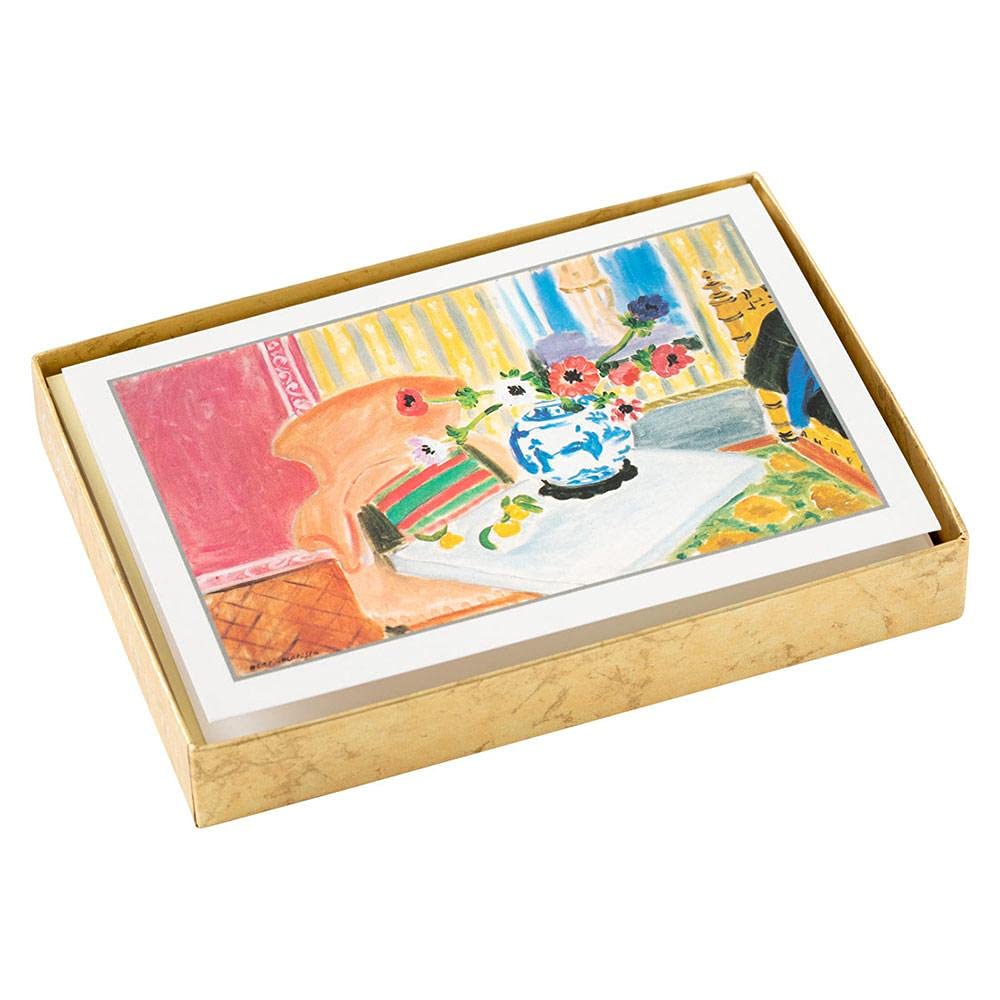 Premium Caspari Matisse Blank Boxed Note Cards Set - 32 Elegant Cards & Envelopes for Thank You Notes, Wedding Invitations & Special Occasions