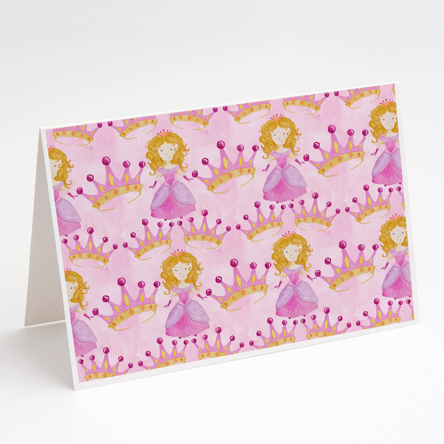 Watercolor Princess and Crown Greeting Cards - Pack of 8 Blank A7 Note Cards (5x7 inches) with Envelopes | Whimsical Stationery for Birthday Wishes, Thank You Notes & Special Occasions