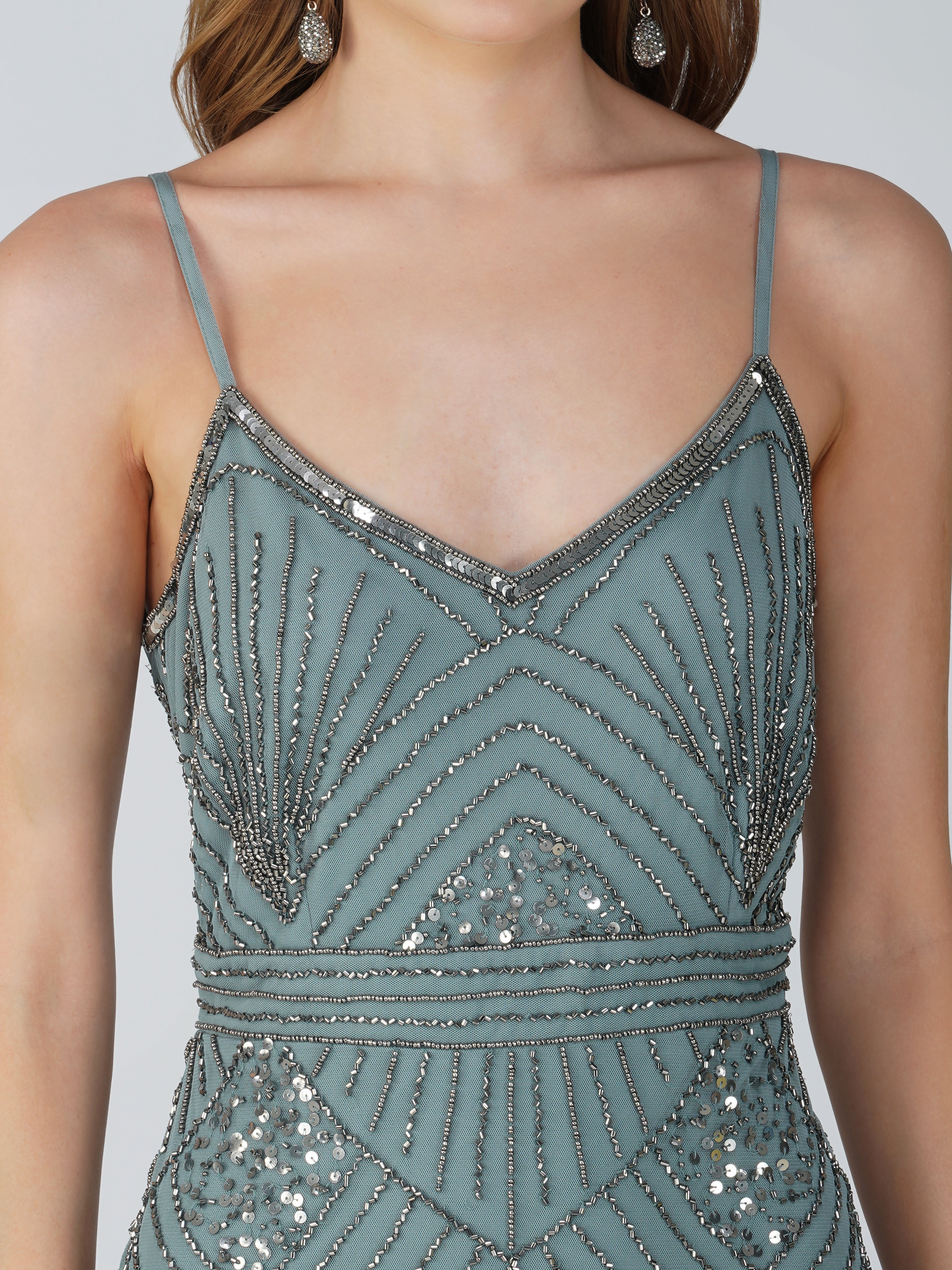 Penelope Embellished Midi Dress in Teal - Elegant Floral Lace Cocktail Dress for Women | Perfect for Weddings, Parties & Special Occasions