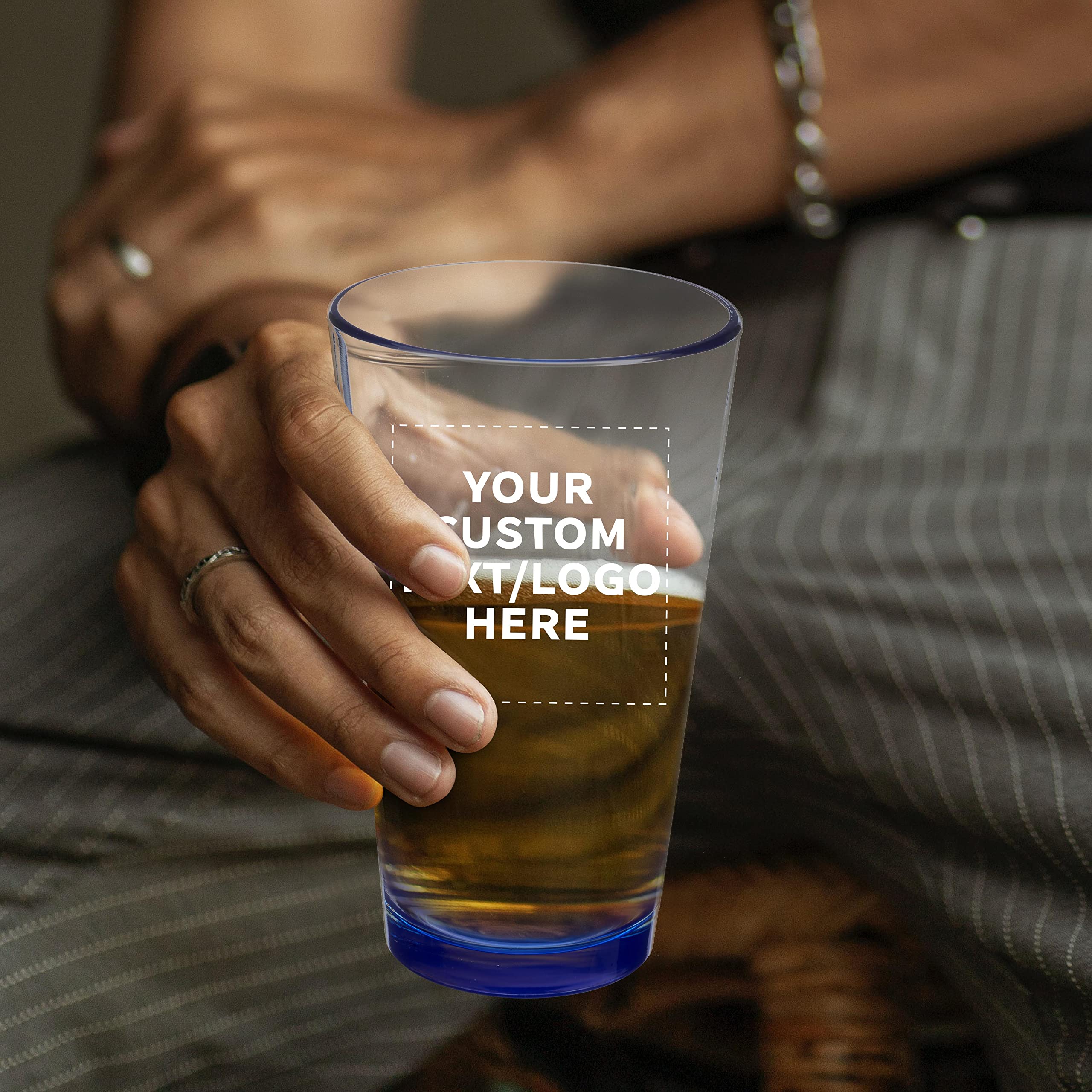 Custom Libbey 16 oz Pint Glasses Set of 50 - Personalized Bulk Beer Mugs, Heavy Duty Bar Drinkware in Blue - Perfect for Pubs, Restaurants & Party Favors