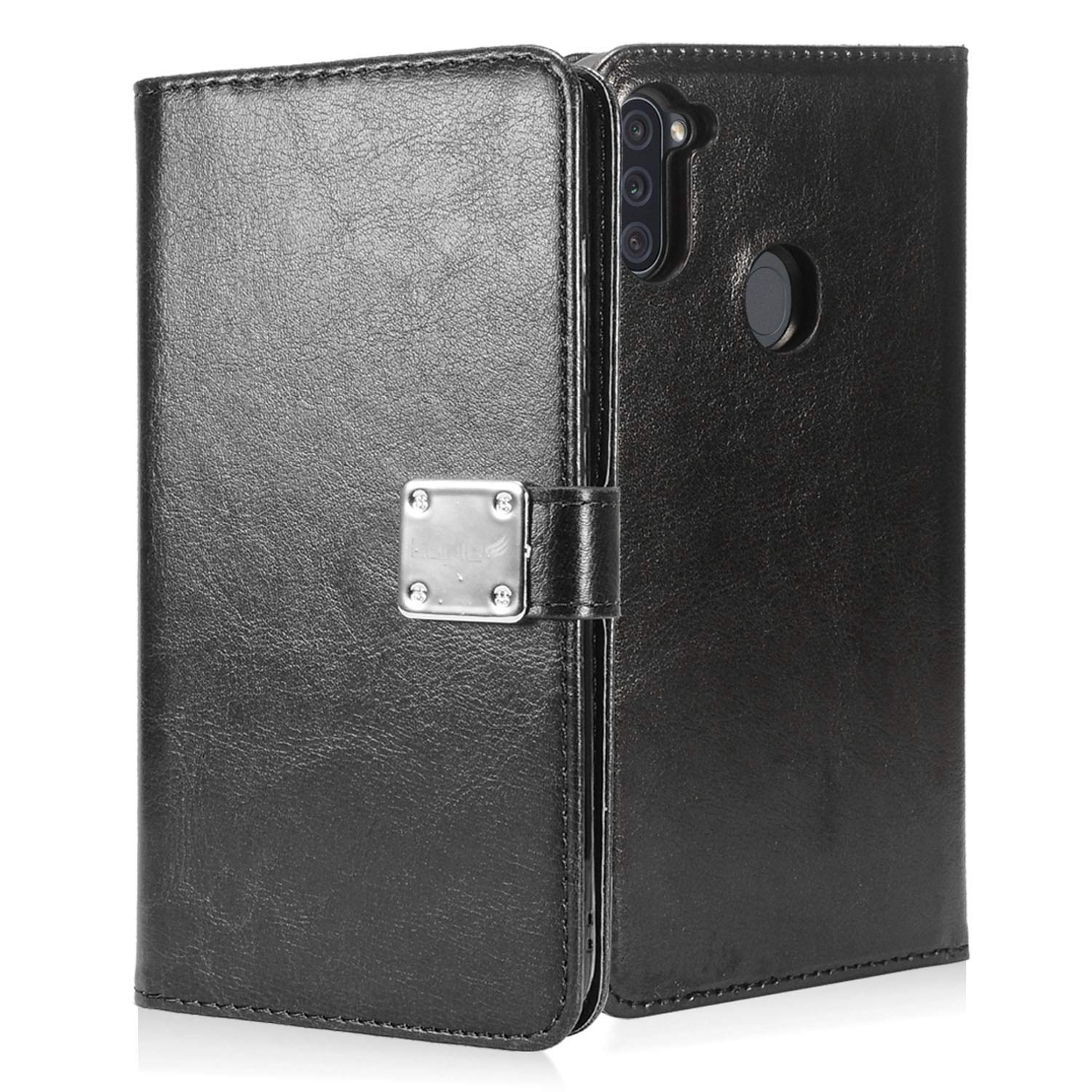Samsung Galaxy A11 (SM-A115) Magnetic Wallet Phone Case with Detachable Cover - MW2 Black - Perfect for Hands-Free Use & Secure Card Storage